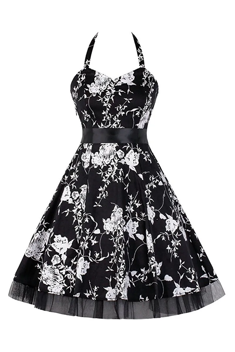 BT3157 Halter Vintage Midi Dress
