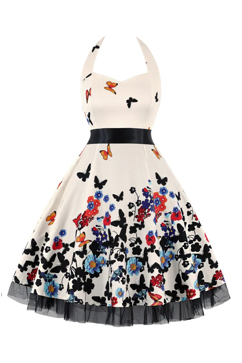 BT3157 Halter Vintage Midi Dress