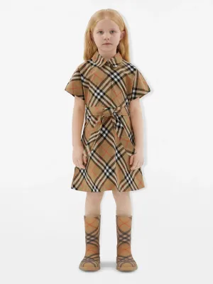 Burberry Girls Giulietta Check Dress in Beige