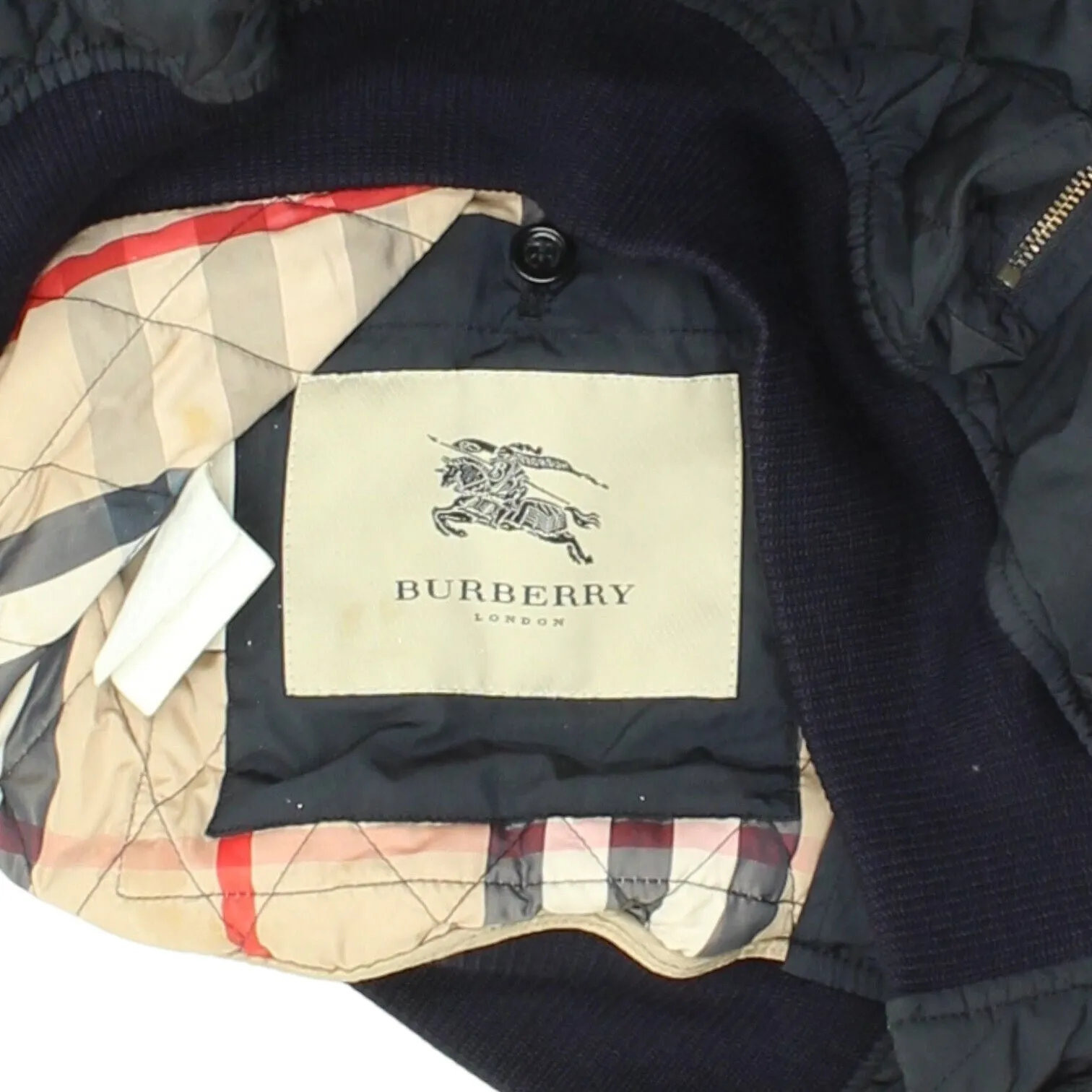 Burberry London Quilted Jacket | Vintage Womens Navy High End Luxury Designer