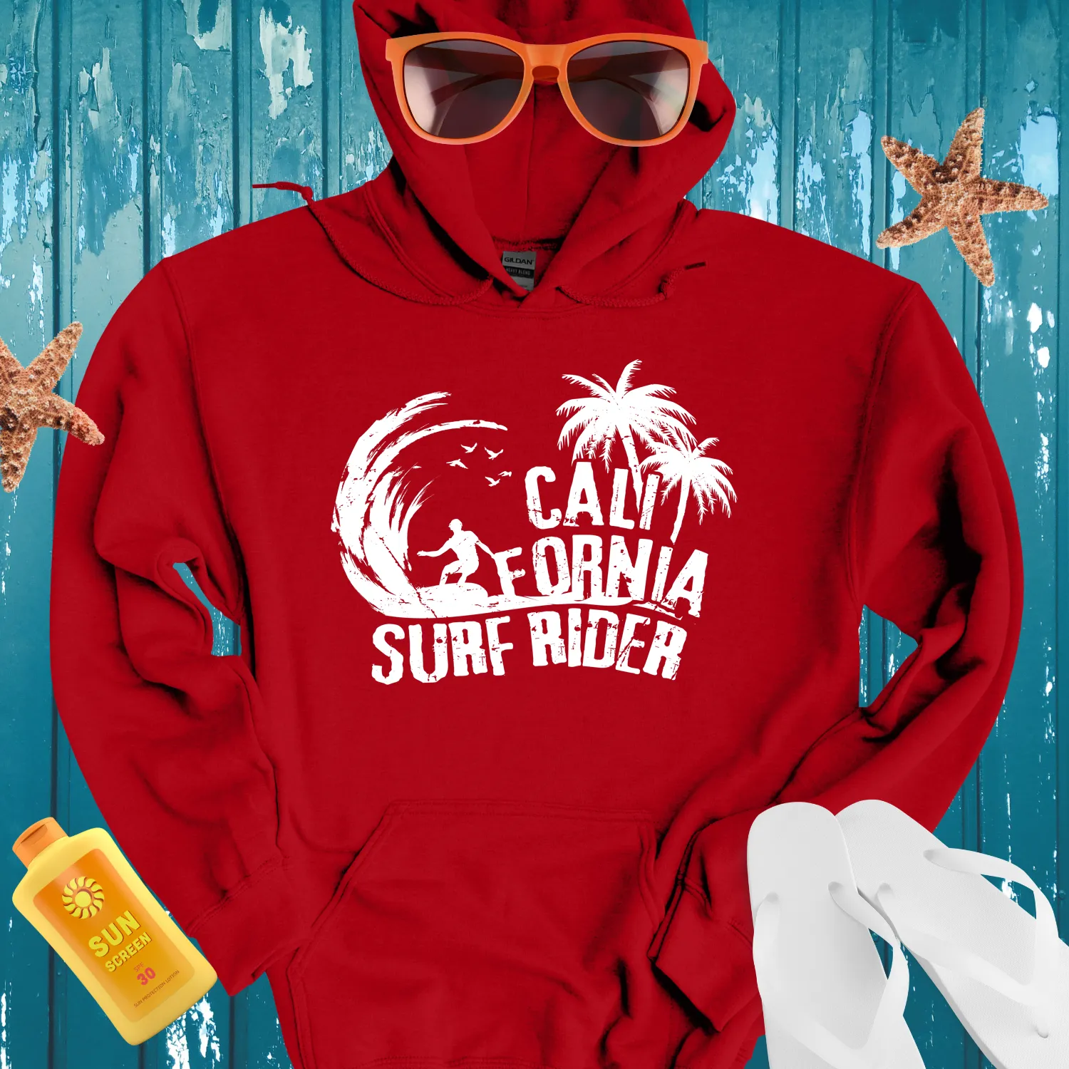 California Surf Rider Hoodie - Vintage Beach Vibes