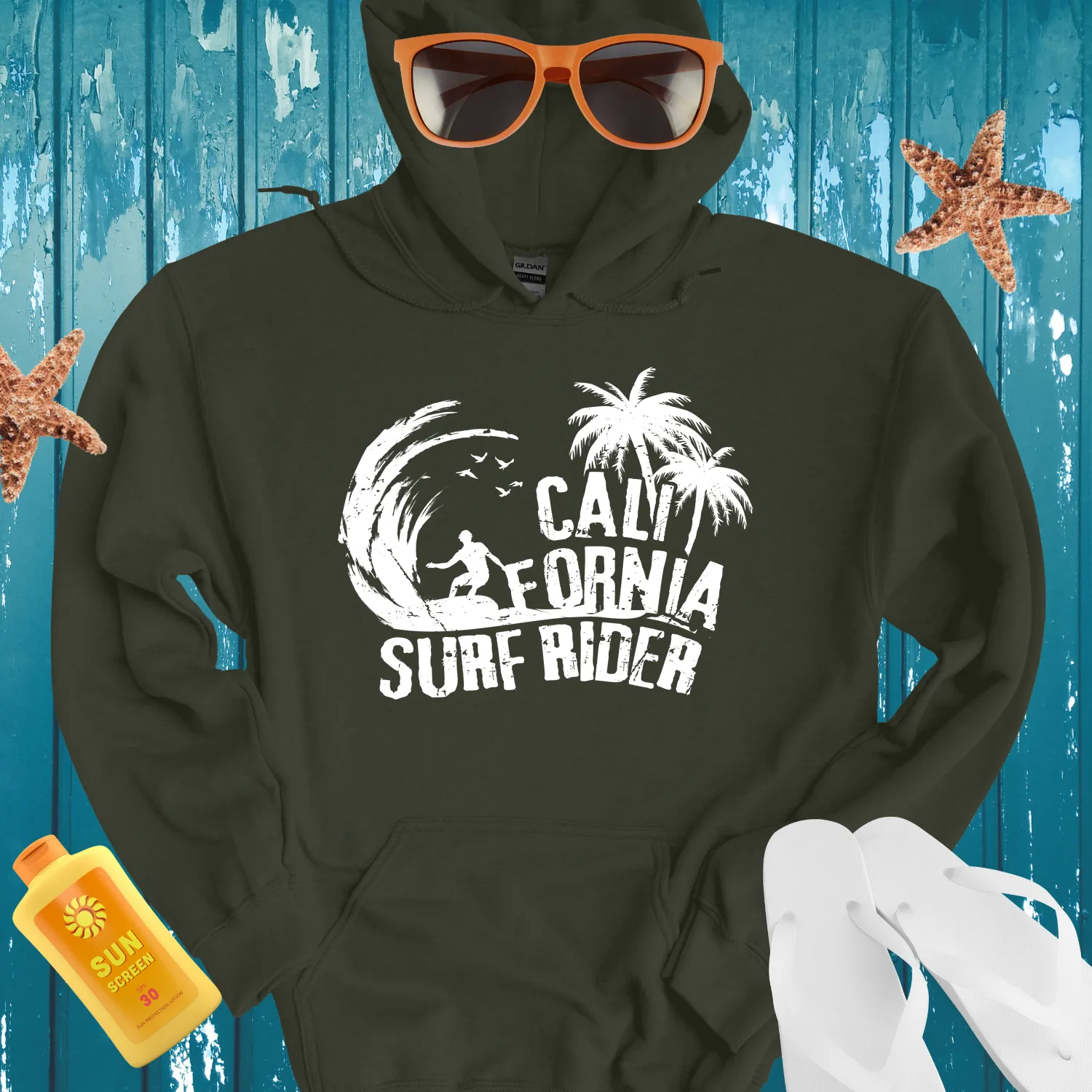 California Surf Rider Hoodie - Vintage Beach Vibes