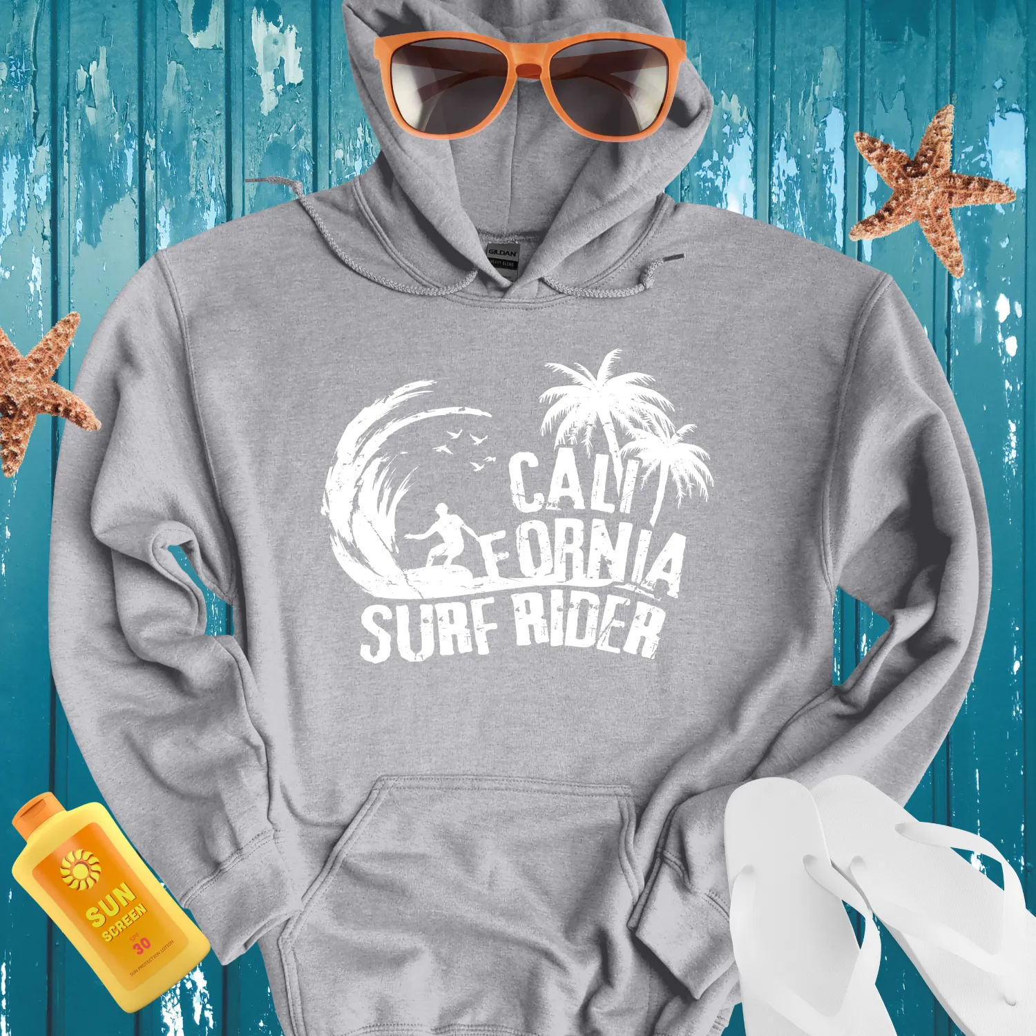 California Surf Rider Hoodie - Vintage Beach Vibes
