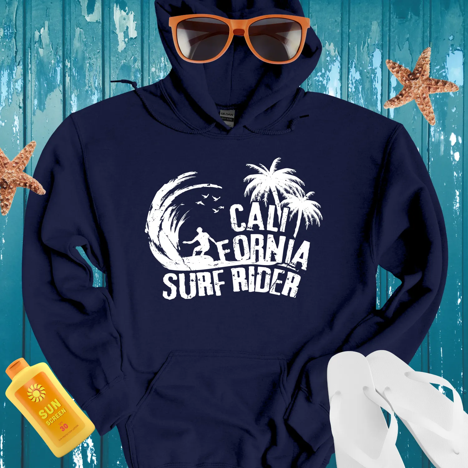 California Surf Rider Hoodie - Vintage Beach Vibes