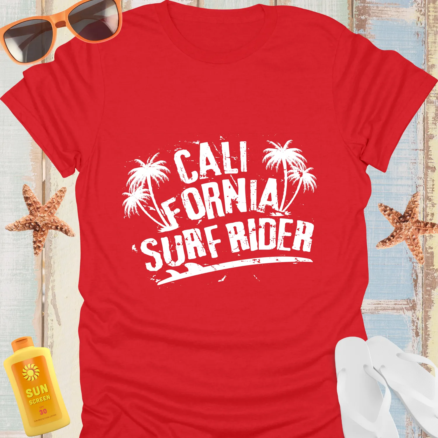 California Surf Rider Retro Beach T-Shirt Vintage Style