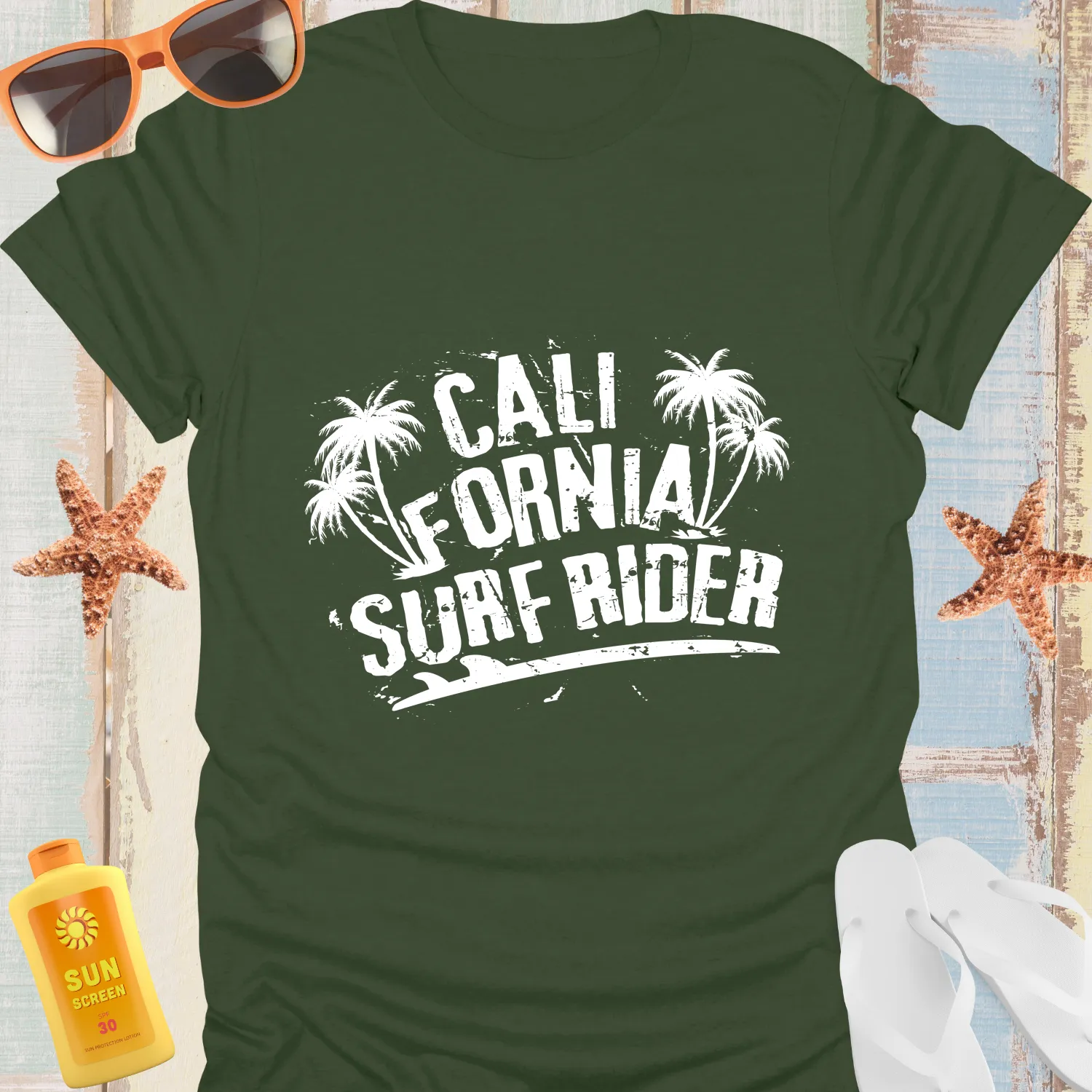 California Surf Rider Retro Beach T-Shirt Vintage Style