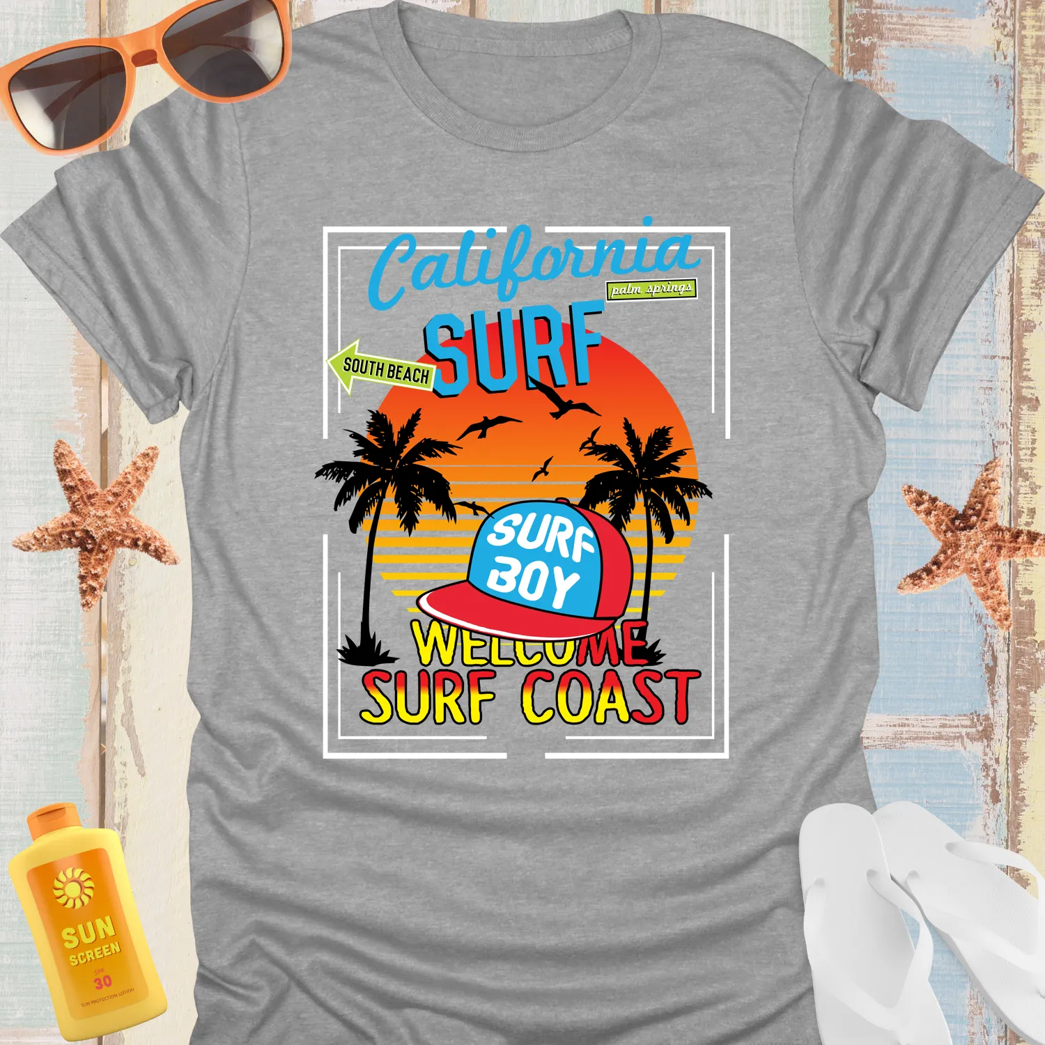 California Surf T-Shirt Bold Retro Beach Vibe Graphic