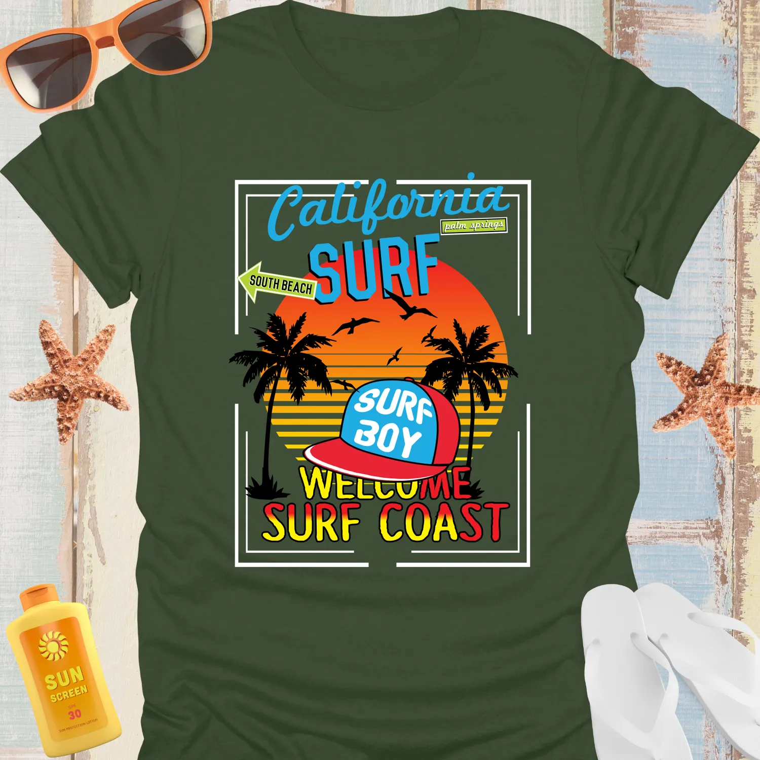 California Surf T-Shirt Bold Retro Beach Vibe Graphic