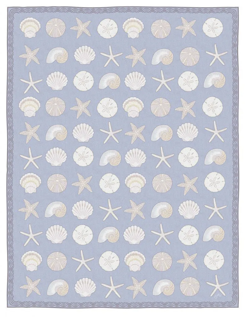 Cape Contemp Shells w/Waves 9x12 Blue