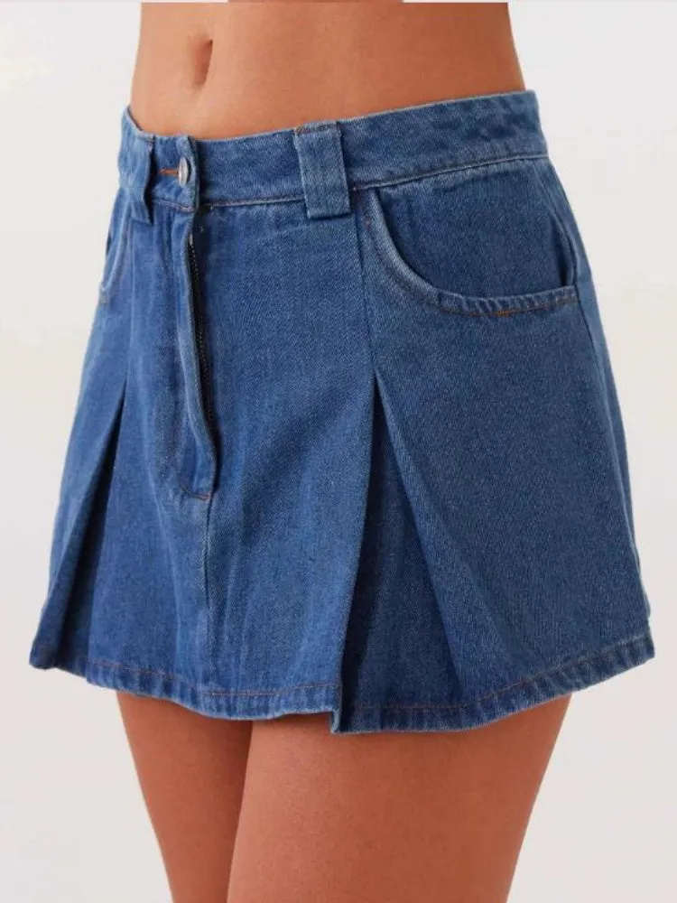 Casual Sleeveless Waist Denim Set