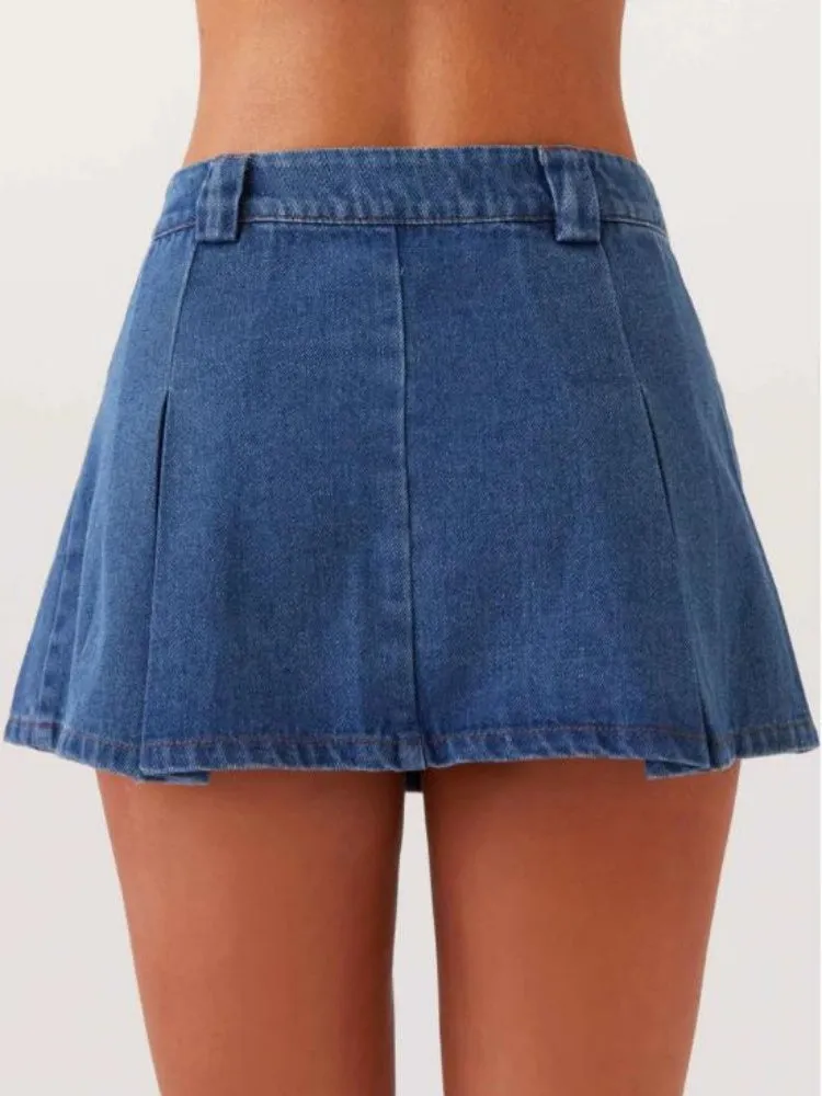 Casual Sleeveless Waist Denim Set
