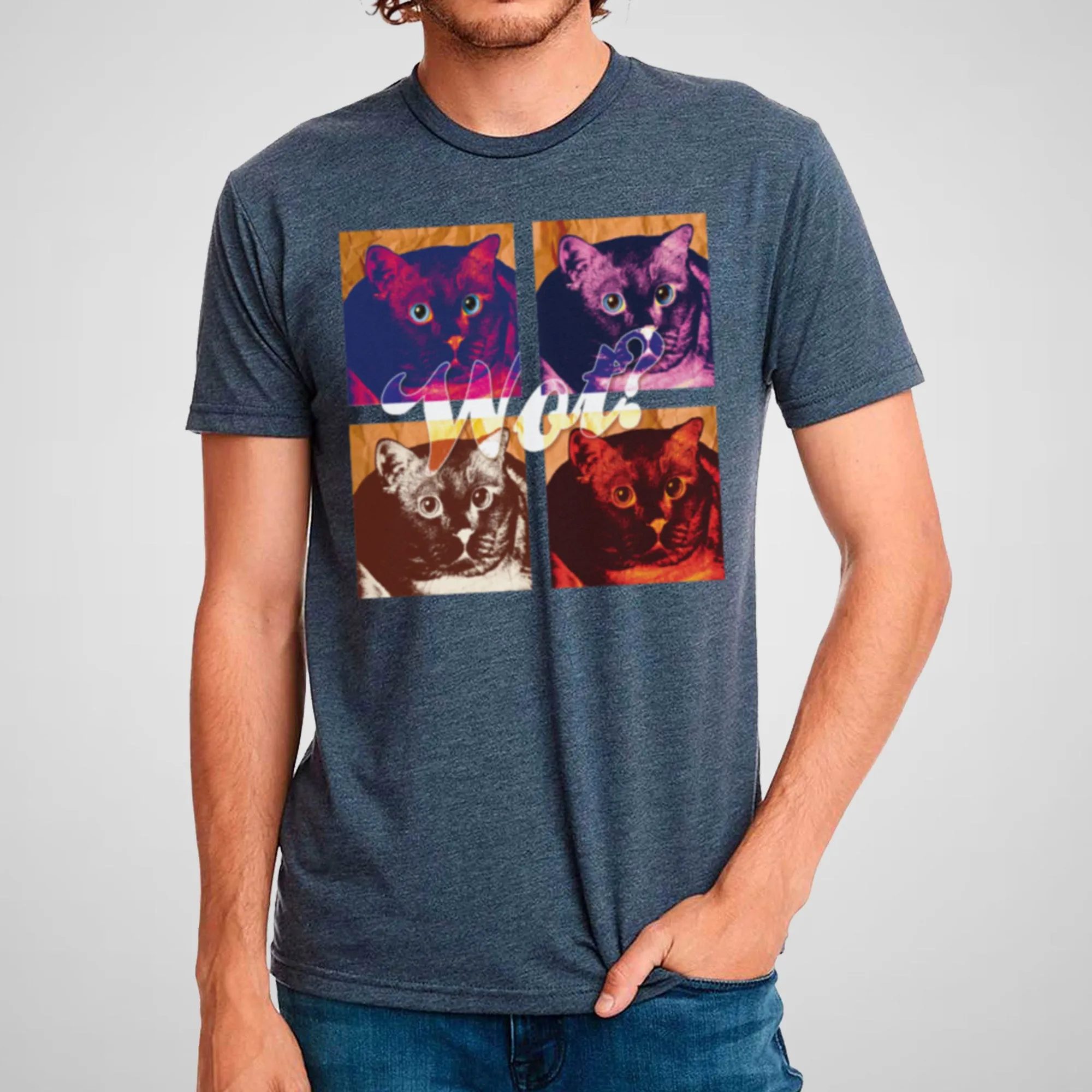 Cat Pop Art, Retro, Meme - Men's Cotton/Poly Tee