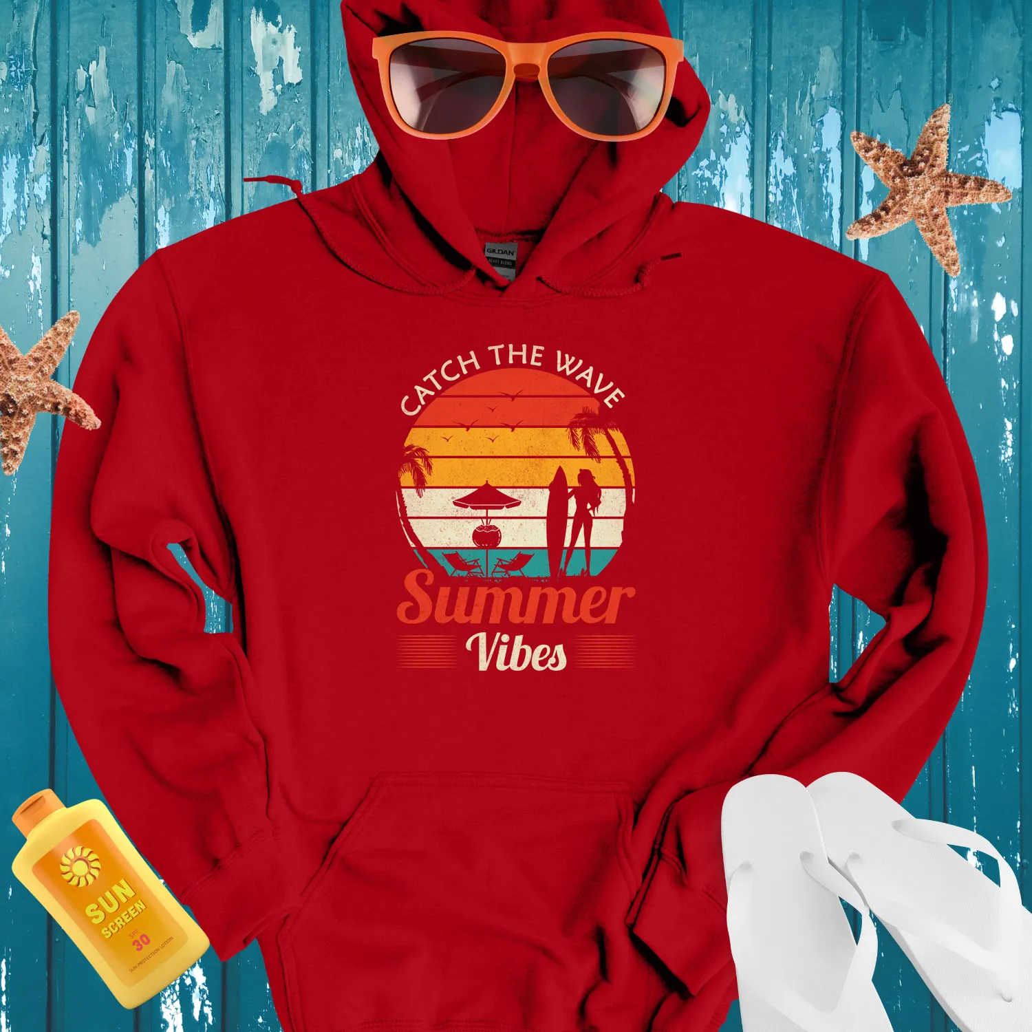 Catch The Wave Hoodie Beach Sunset Design For Summer