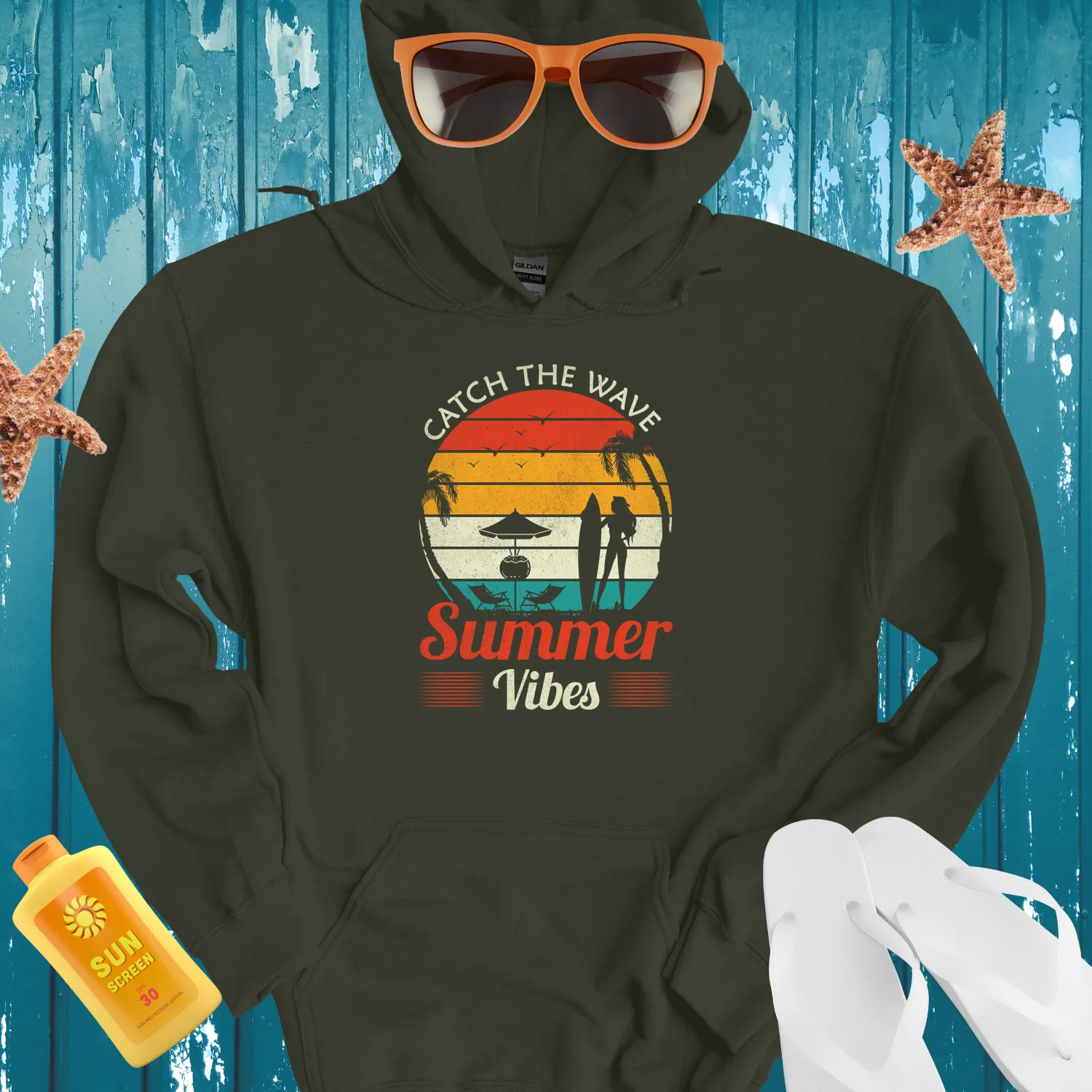 Catch The Wave Hoodie Beach Sunset Design For Summer