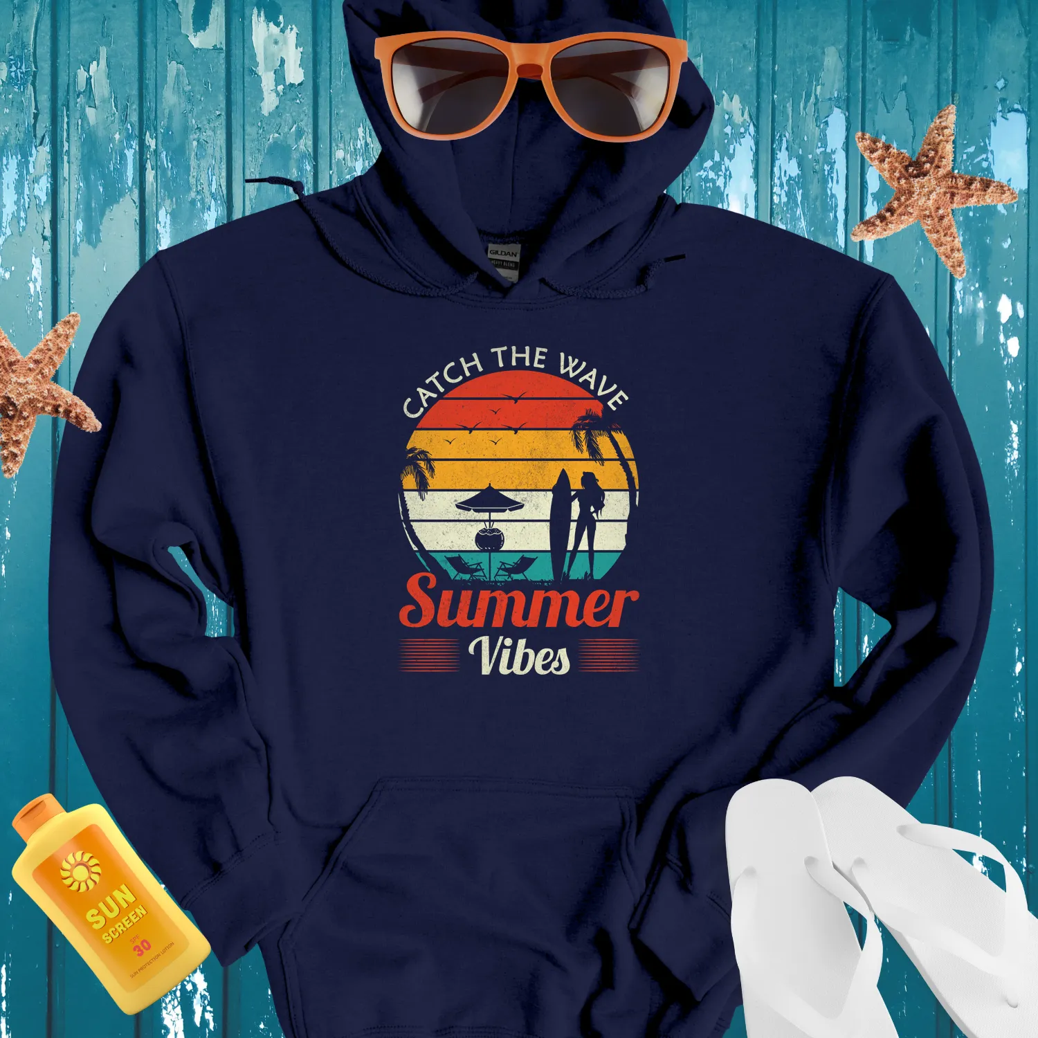 Catch The Wave Hoodie Beach Sunset Design For Summer