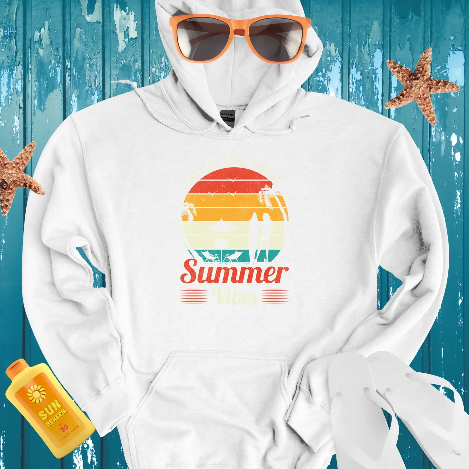 Catch The Wave Hoodie Beach Sunset Design For Summer