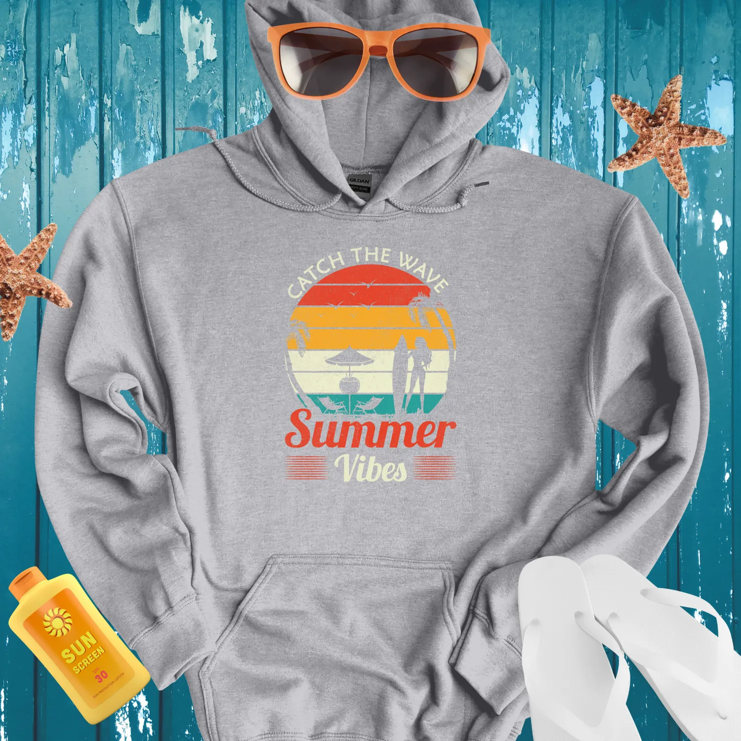 Catch The Wave Hoodie Beach Sunset Design For Summer
