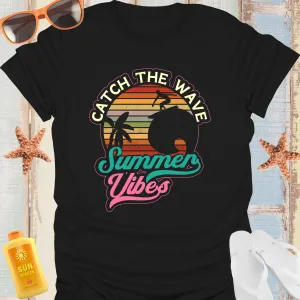 Catch The Wave Retro Surf Tee For Ocean Lovers