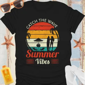 Catch The Wave Sunset Surfing T-Shirt For Beach Lovers