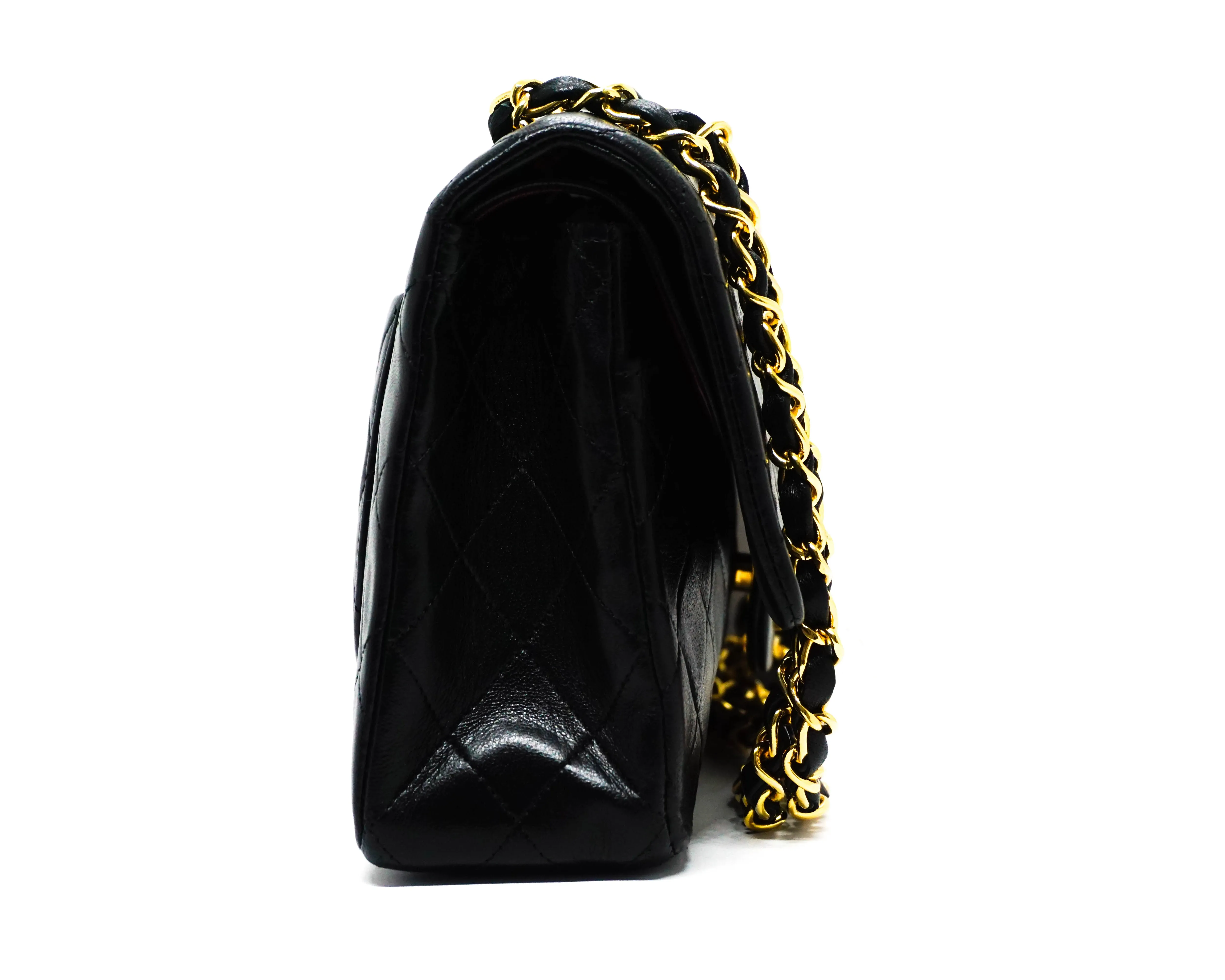 Chanel Vintage Black Lambskin Medium Classic 2.55 10” Flap Bag