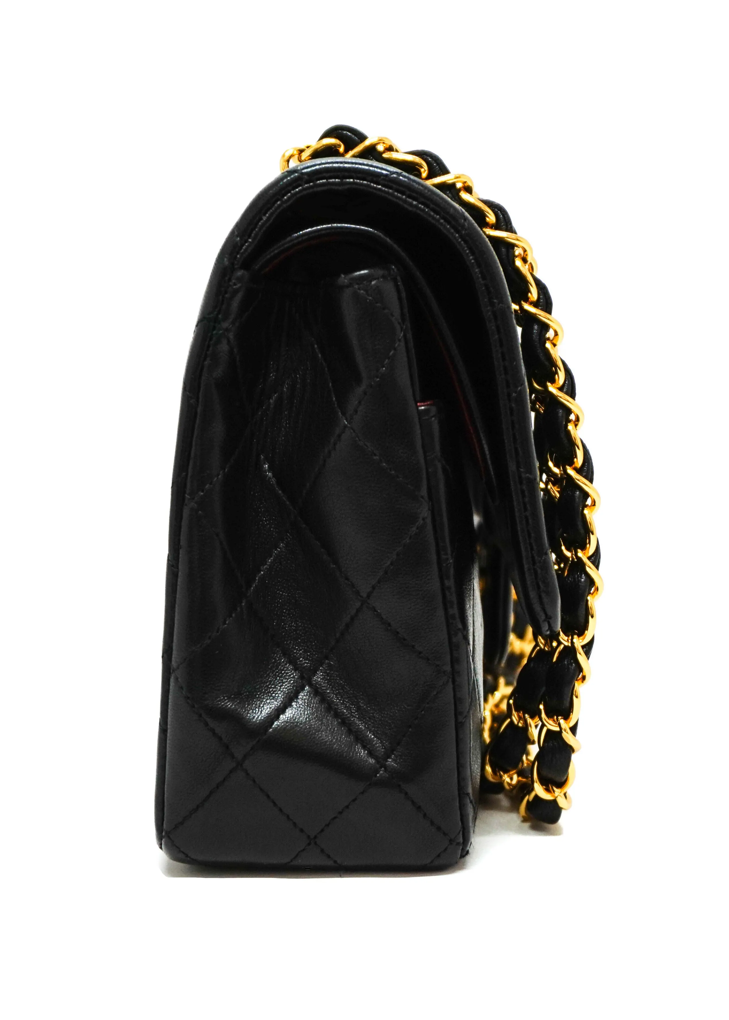 Chanel Vintage Black Lambskin Medium Classic Medium Double Flap Bag