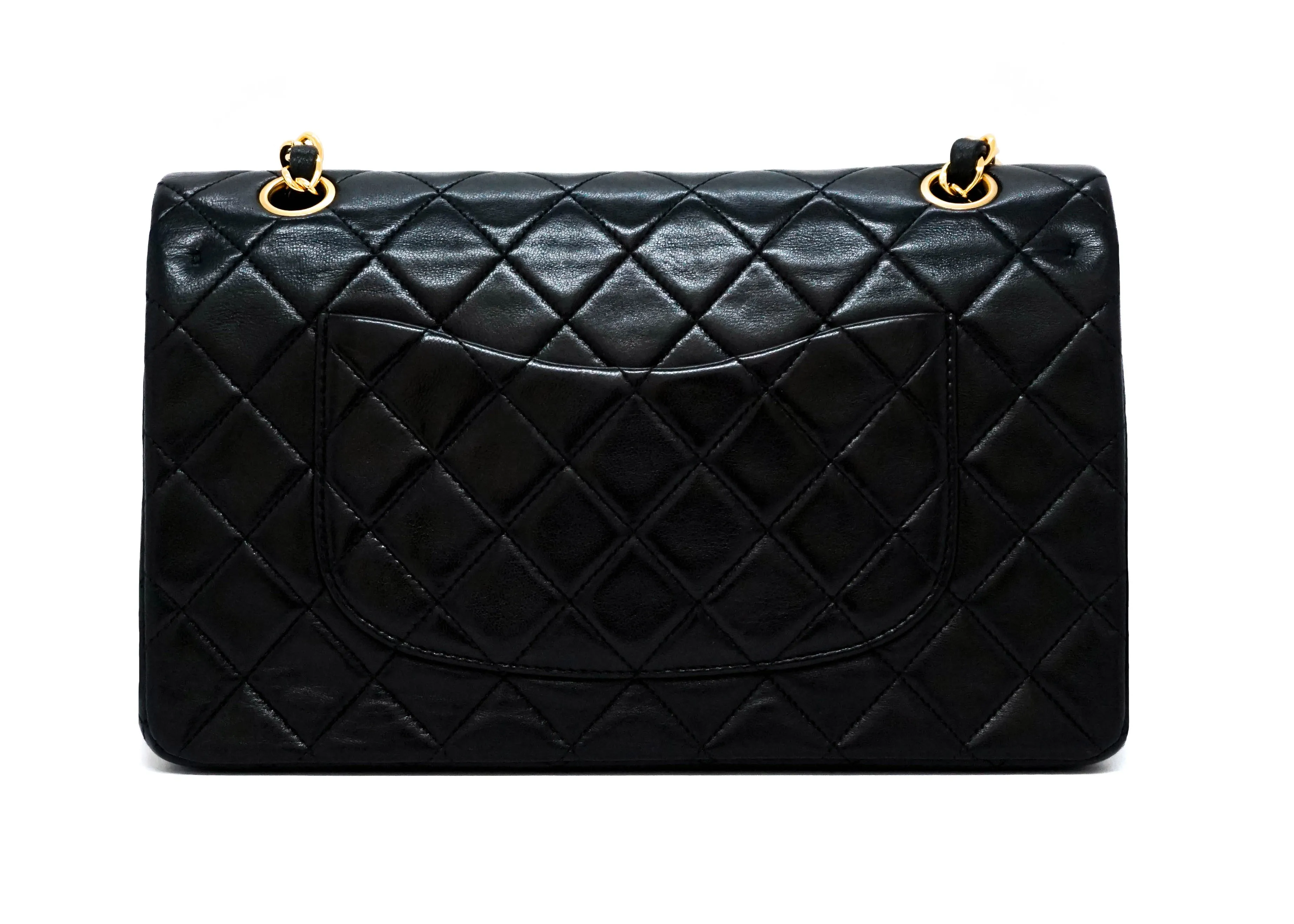 Chanel Vintage Black Lambskin Medium Classic Medium Double Flap Bag