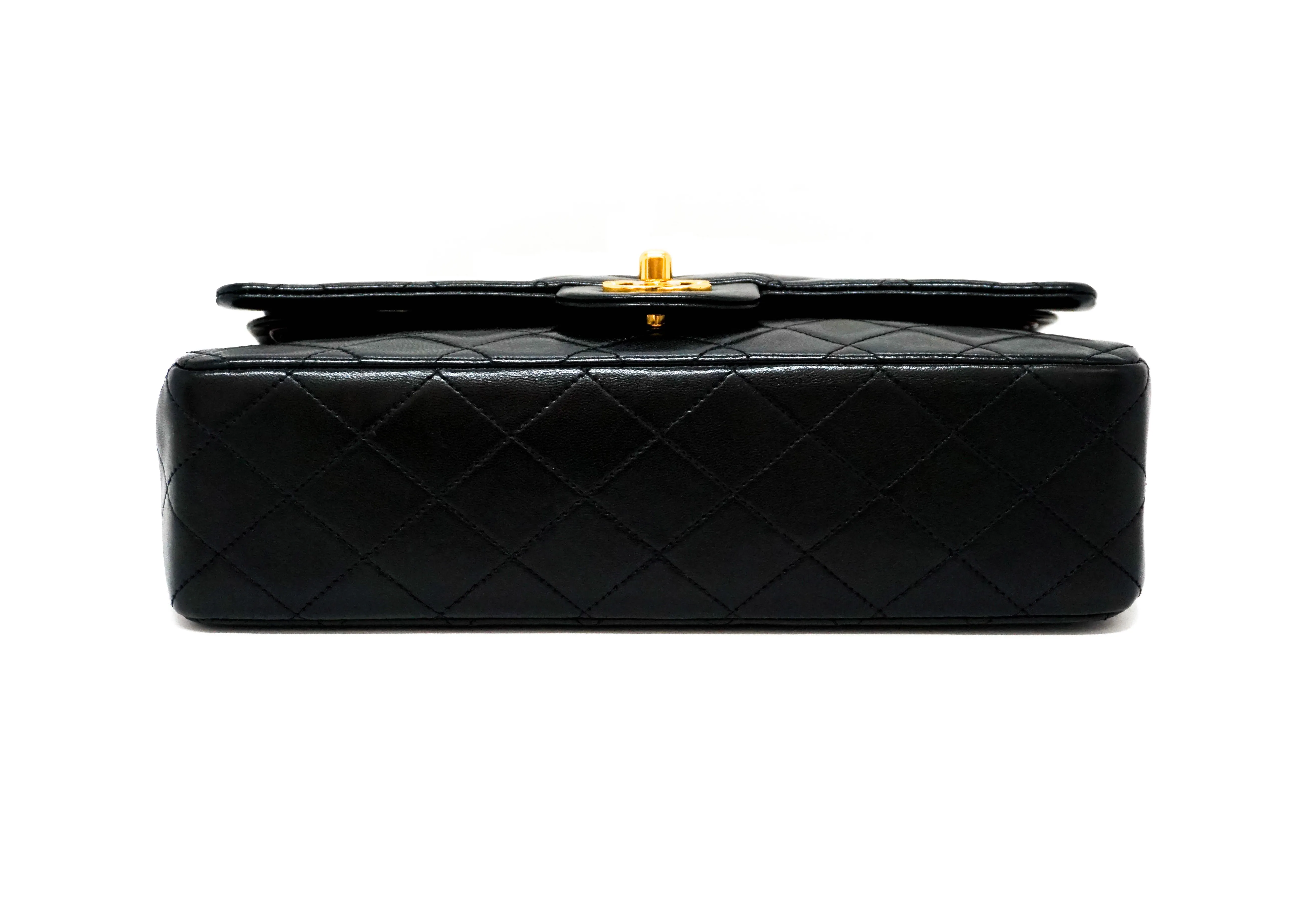 Chanel Vintage Black Lambskin Medium Classic Medium Double Flap Bag