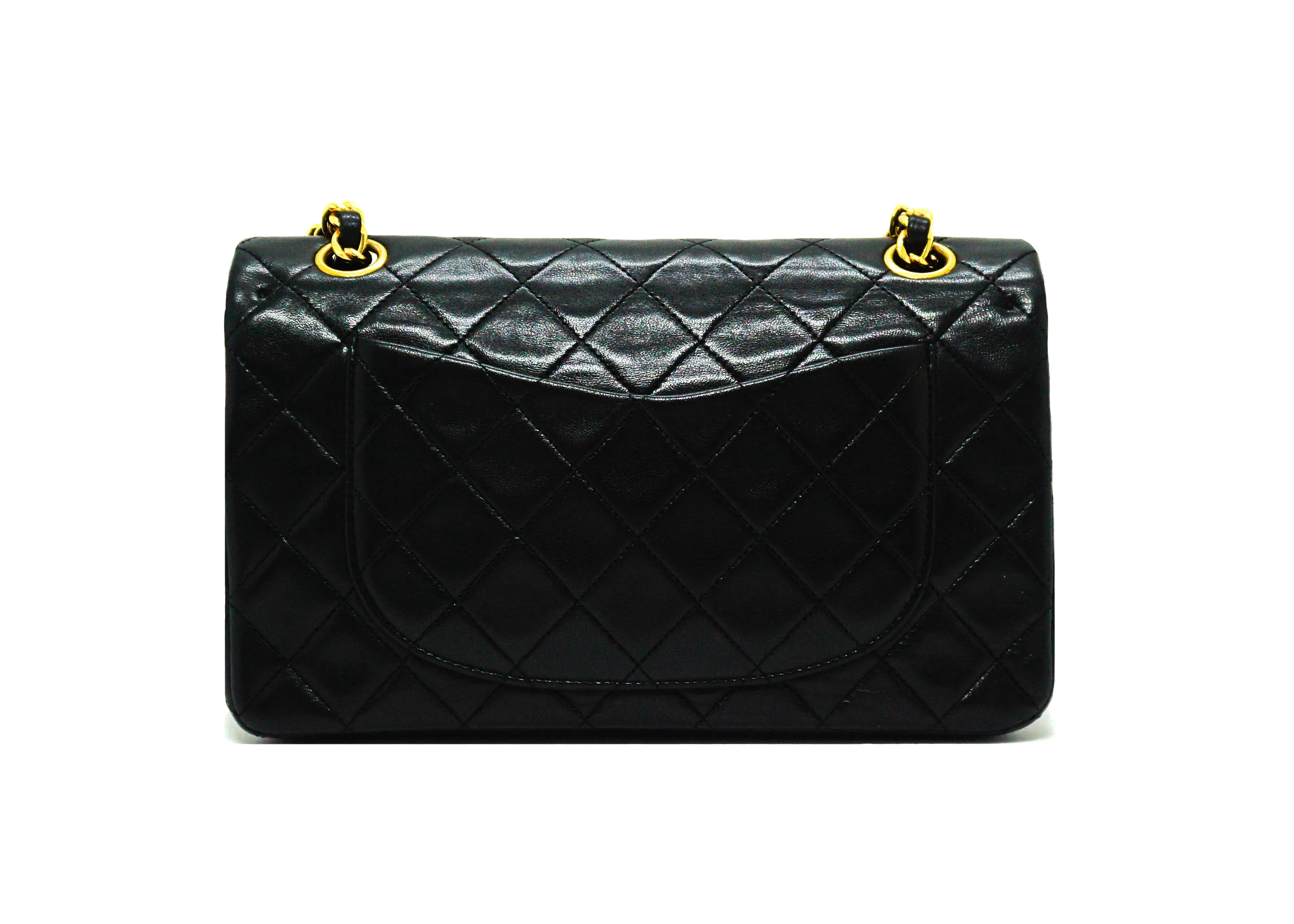 Chanel Vintage Black Lambskin Small Classic Double Flap Bag