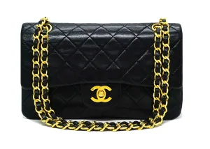 Chanel Vintage Black Lambskin Small Classic Double Flap Bag