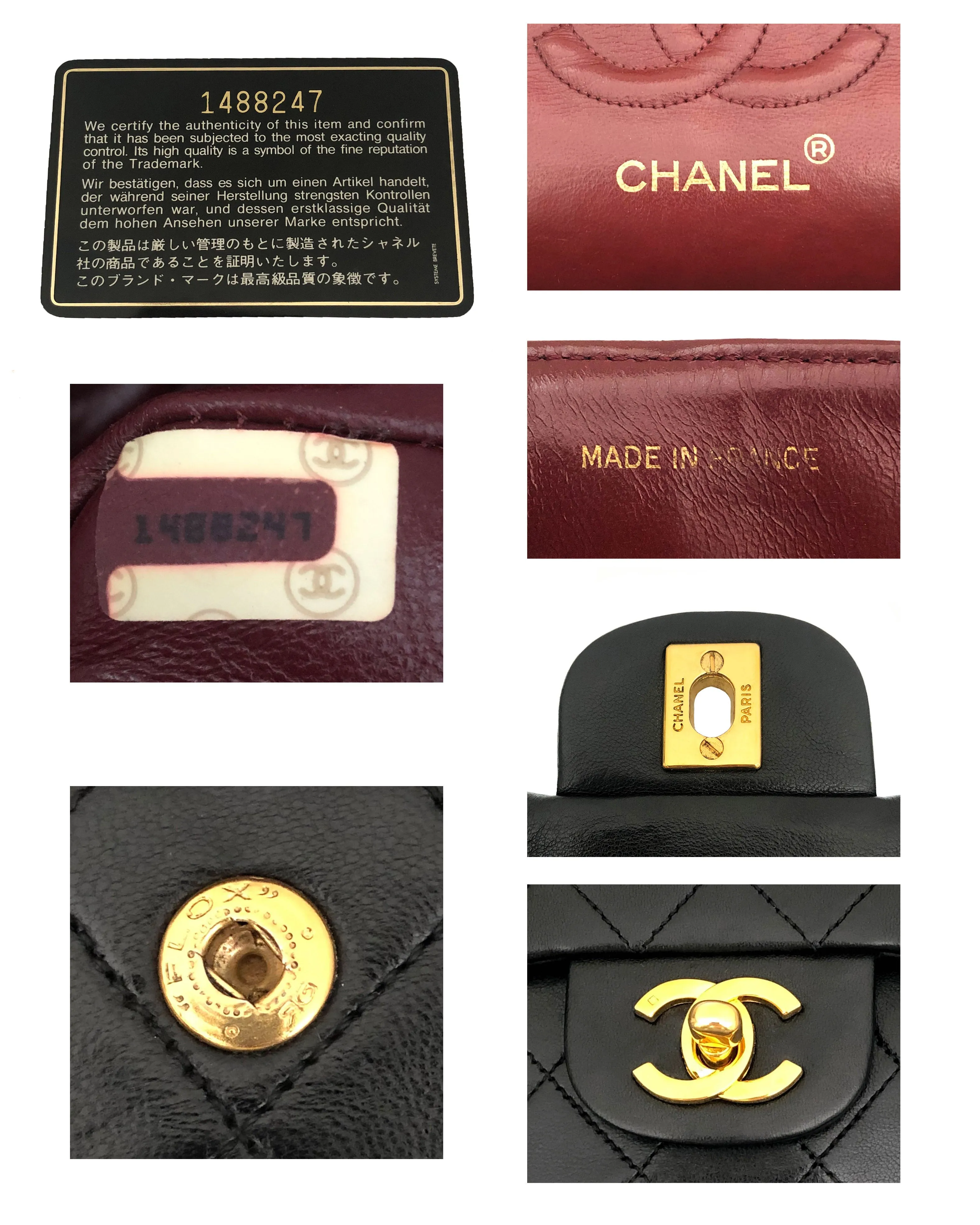 Chanel Vintage Black Lambskin Small Classic Double Flap Bag