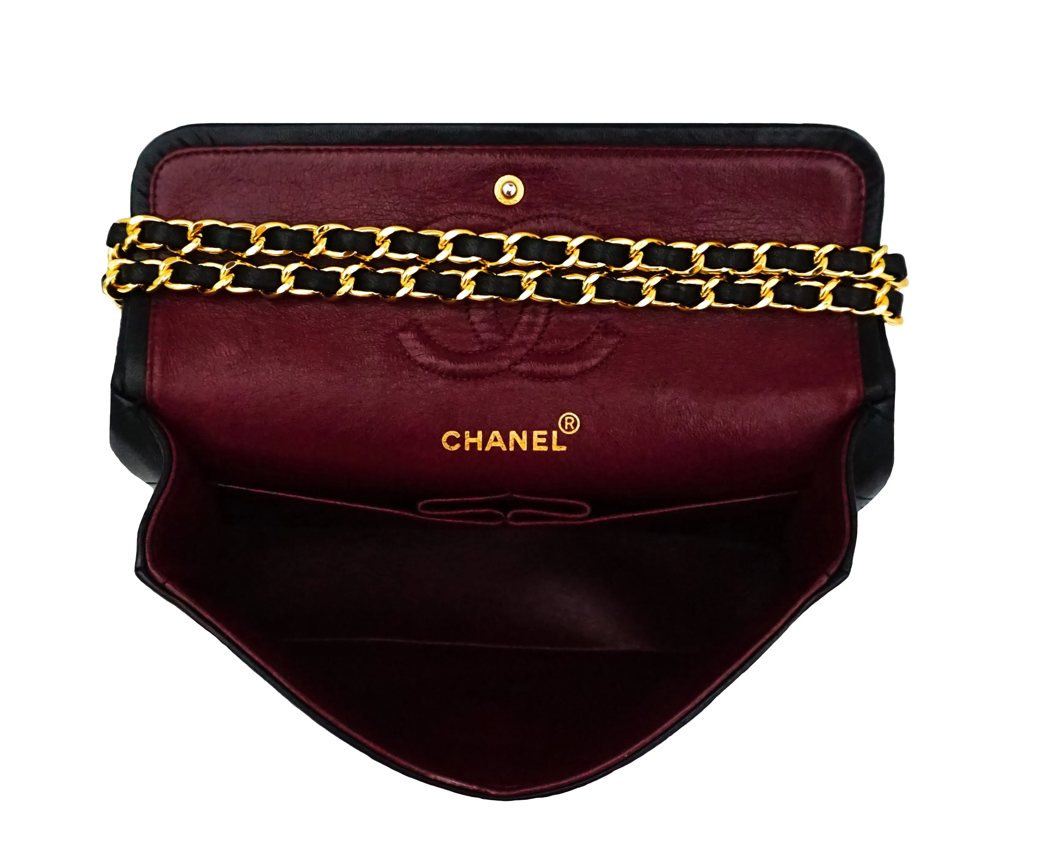 Chanel Vintage Black Lambskin Small Classic Double Flap Bag