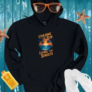 Chasing The Sun Hoodie Tropical Sunset Design
