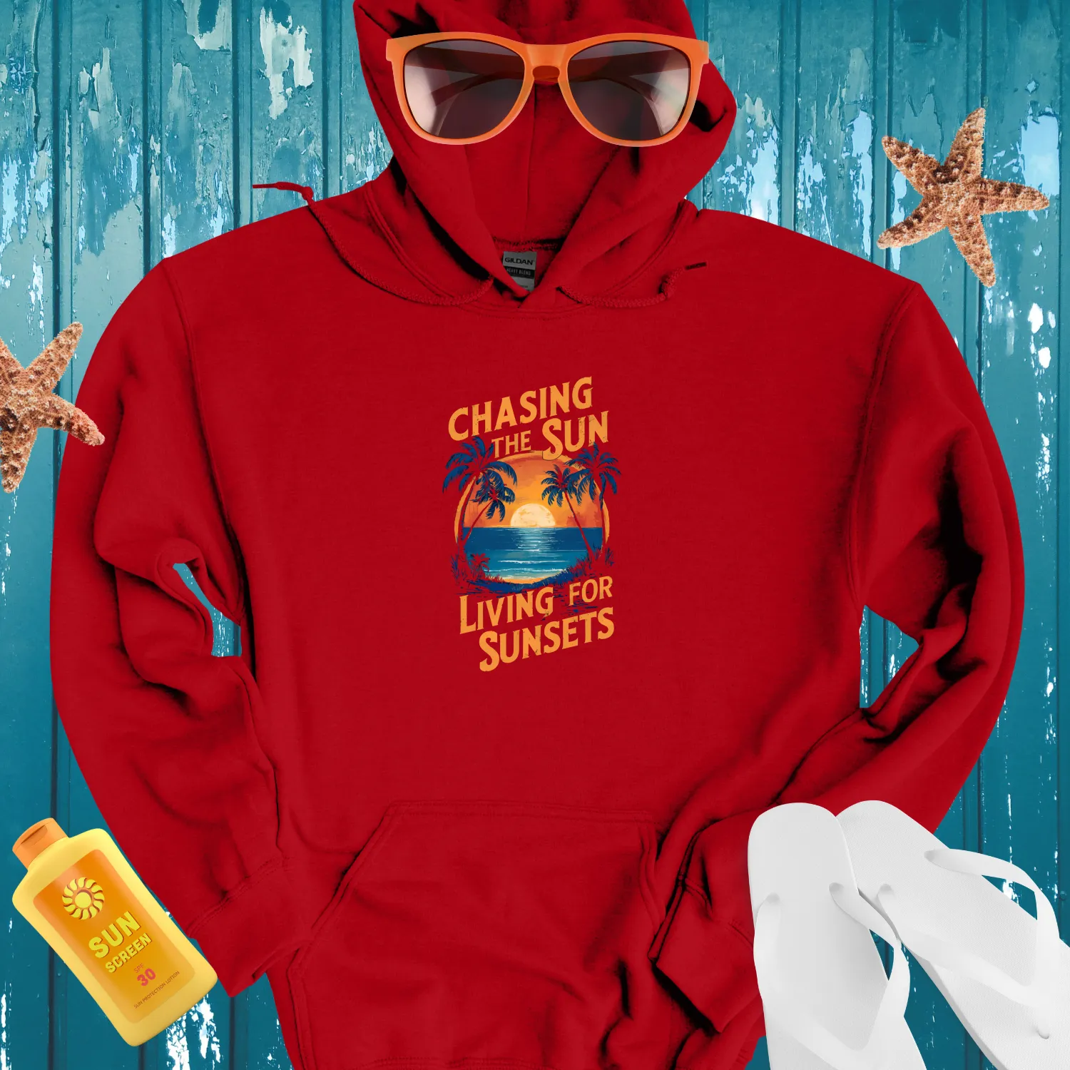 Chasing The Sun Hoodie Tropical Sunset Design
