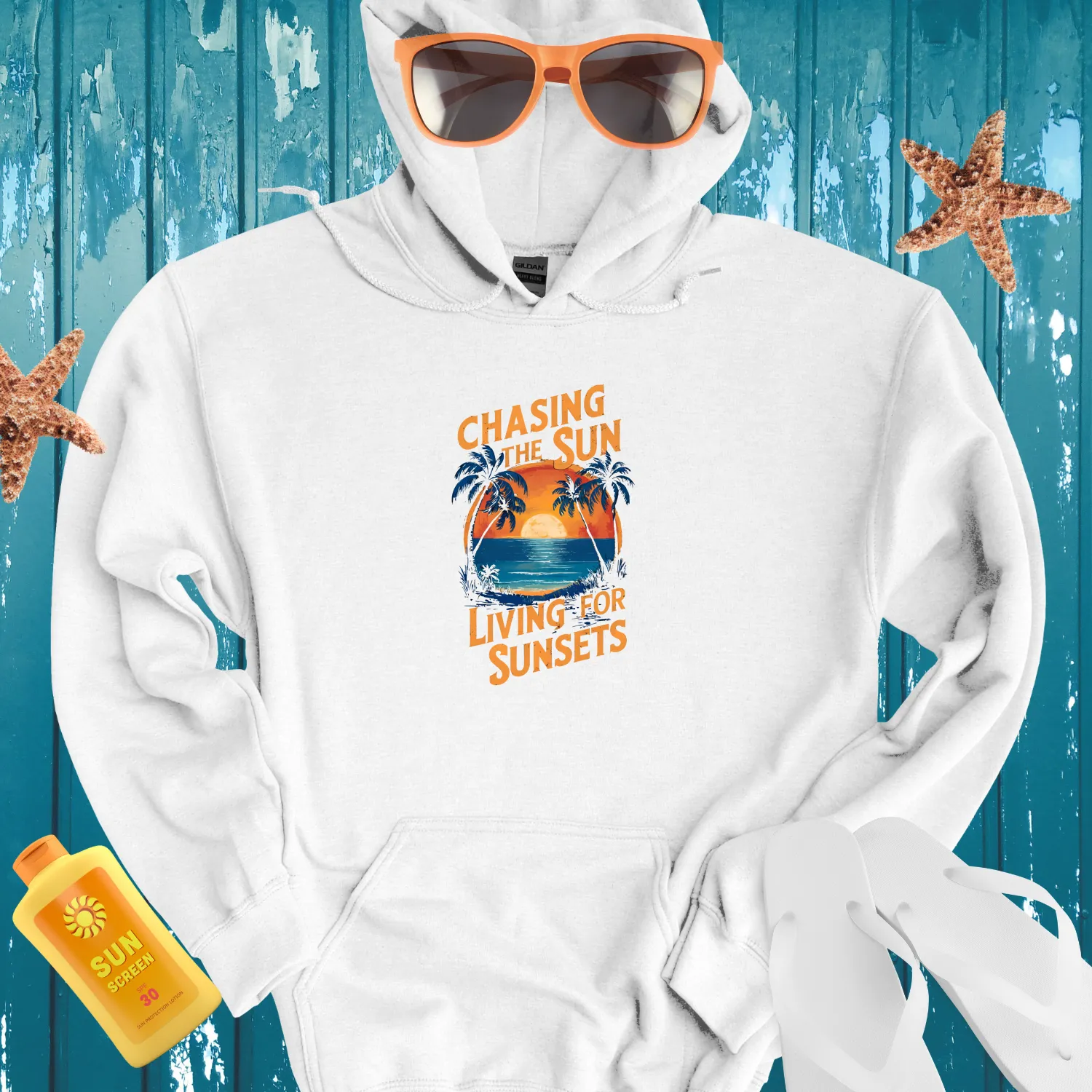 Chasing The Sun Hoodie Tropical Sunset Design