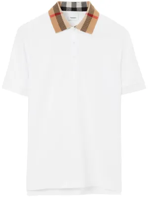 Check collar cotton polo shirt