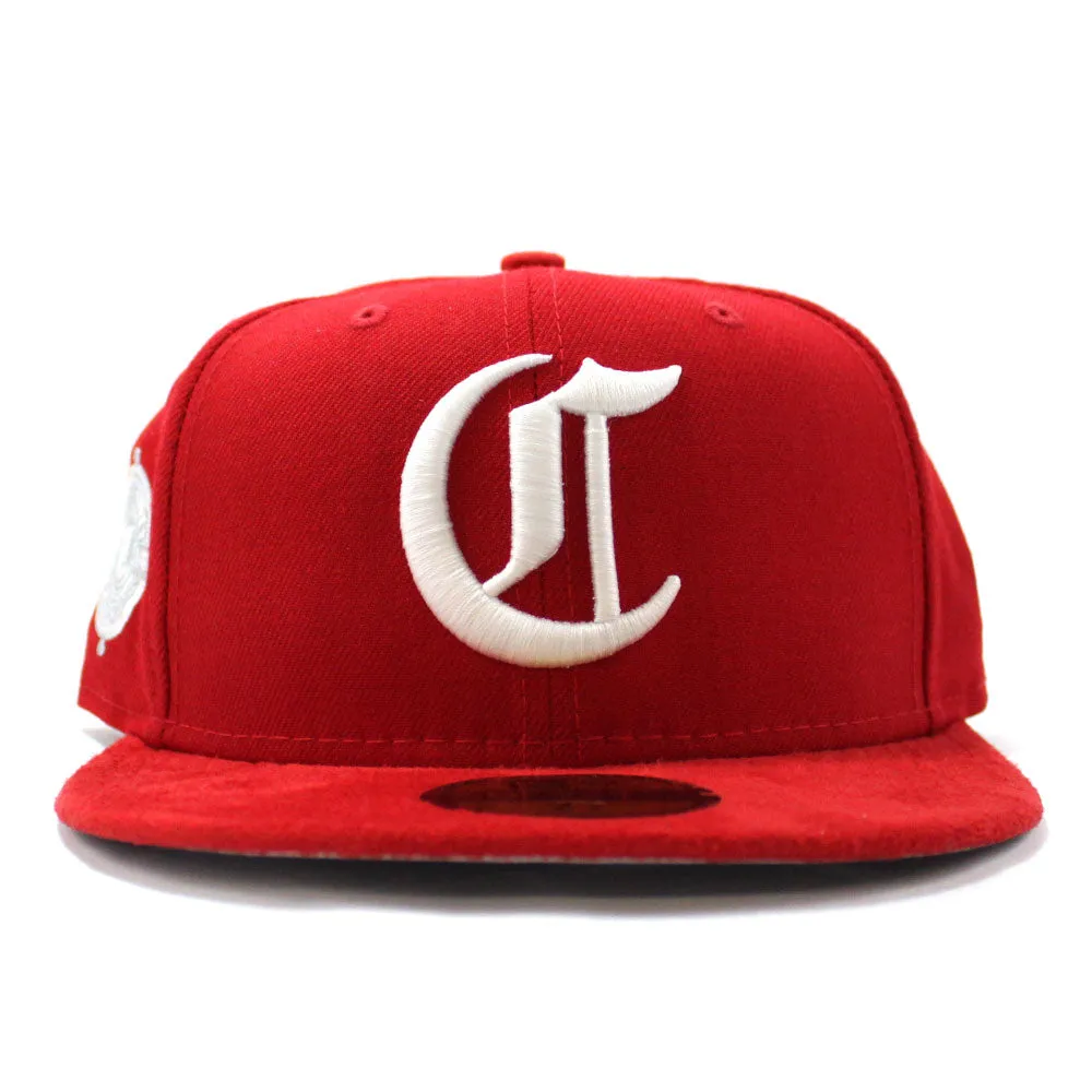 Cincinnati Red Stockings 1890-1899 Retro New Era 59Fifty Fitted Hat (Red Wool Red SUEDE Visor Gray Under Brim)
