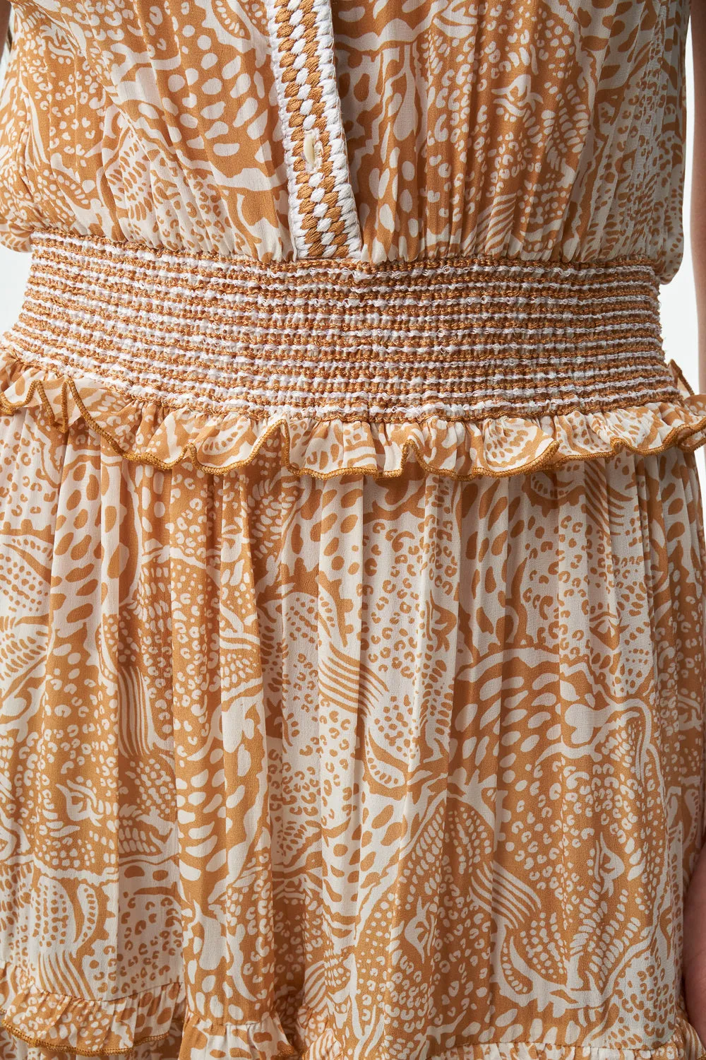 CLARITA DRESS - ANIMAL SAND