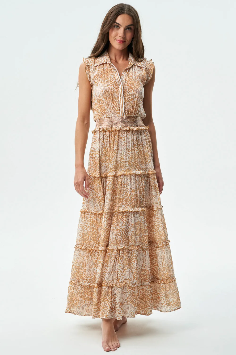 CLARITA DRESS - ANIMAL SAND