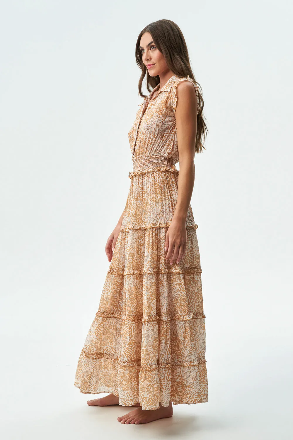 CLARITA DRESS - ANIMAL SAND