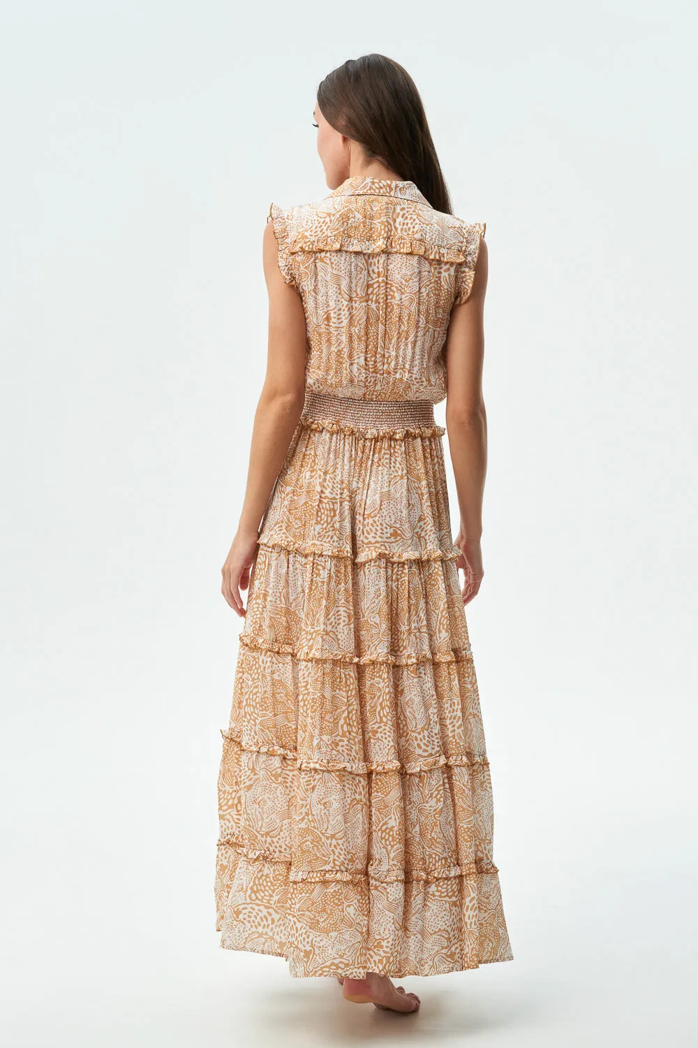 CLARITA DRESS - ANIMAL SAND