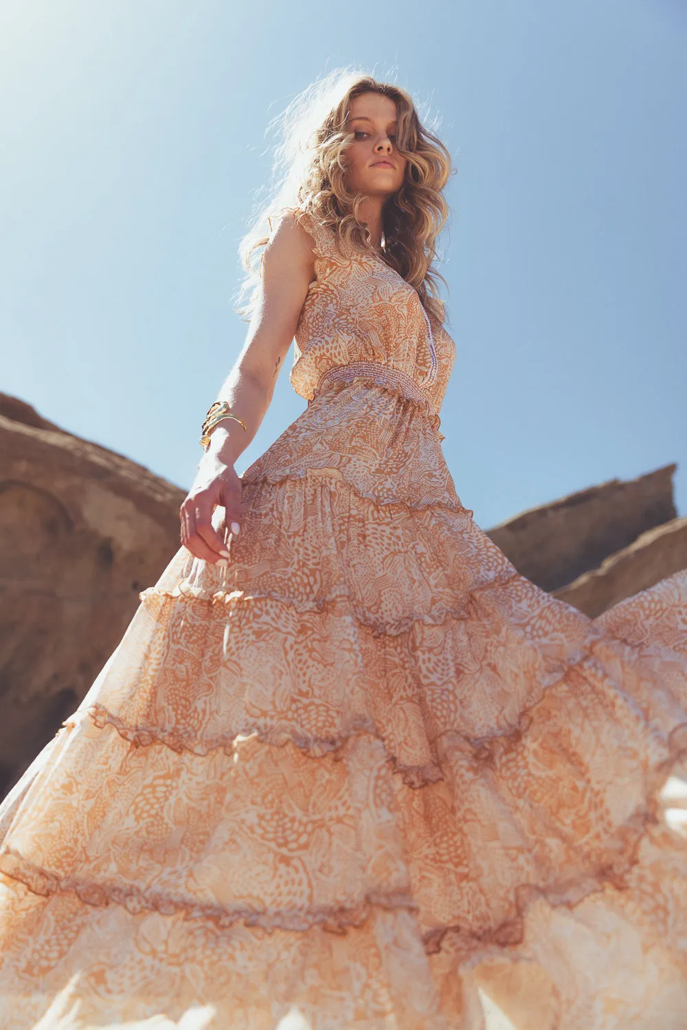 CLARITA DRESS - ANIMAL SAND