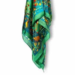 Classic Printed Silk Scarf/Shawl - Green