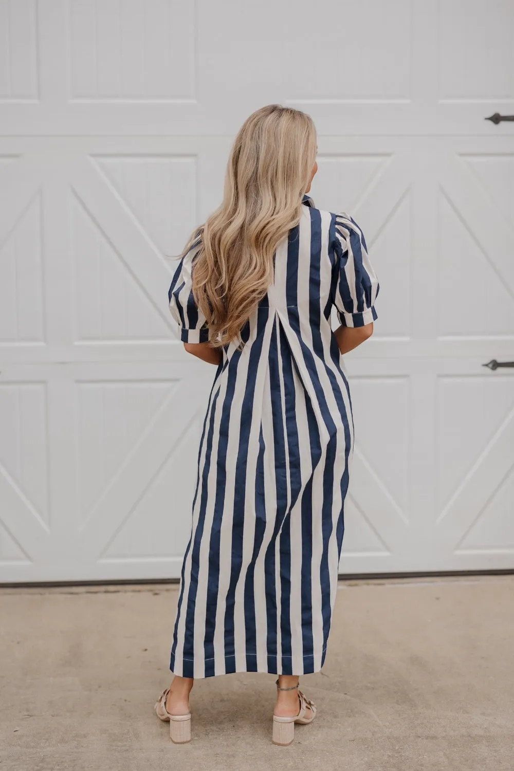 Coco Navy Cabana Stripe Maxi Dress