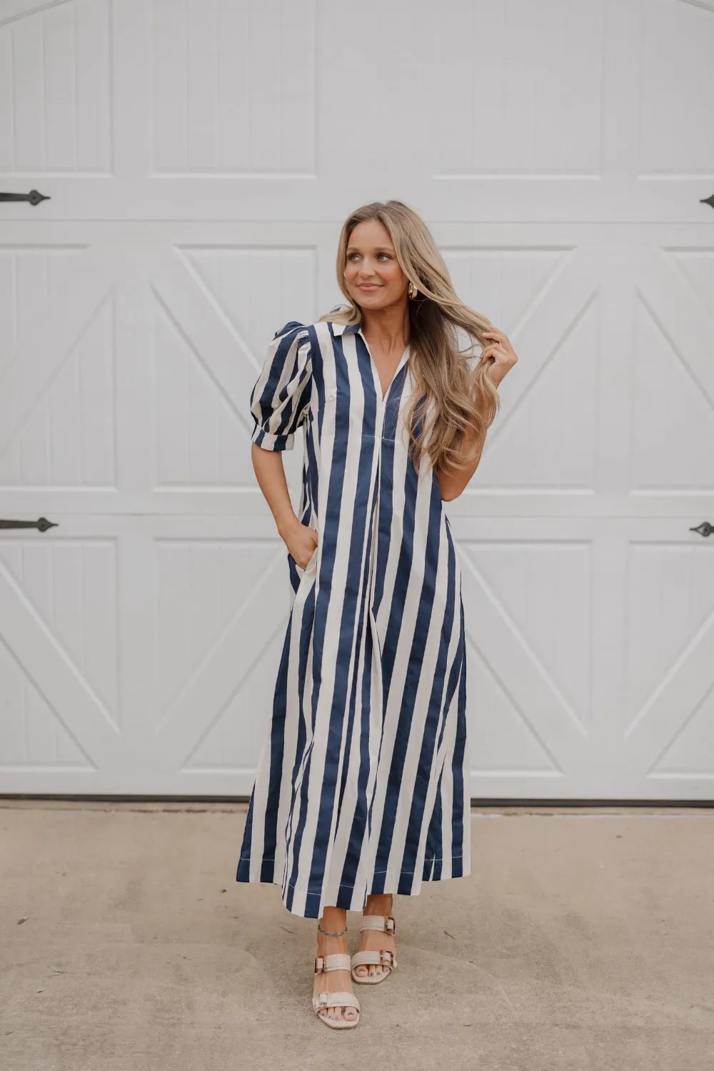 Coco Navy Cabana Stripe Maxi Dress