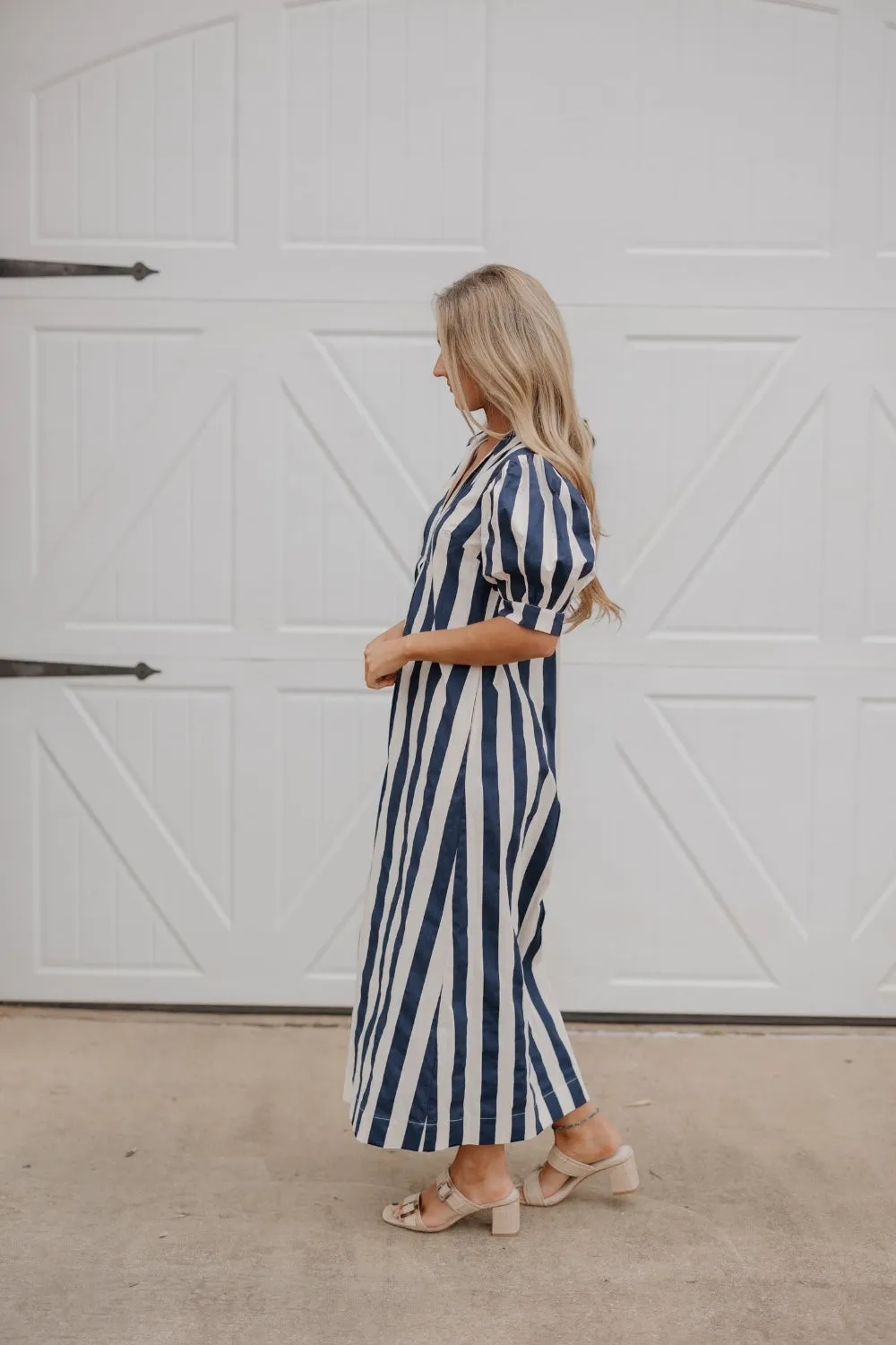 Coco Navy Cabana Stripe Maxi Dress