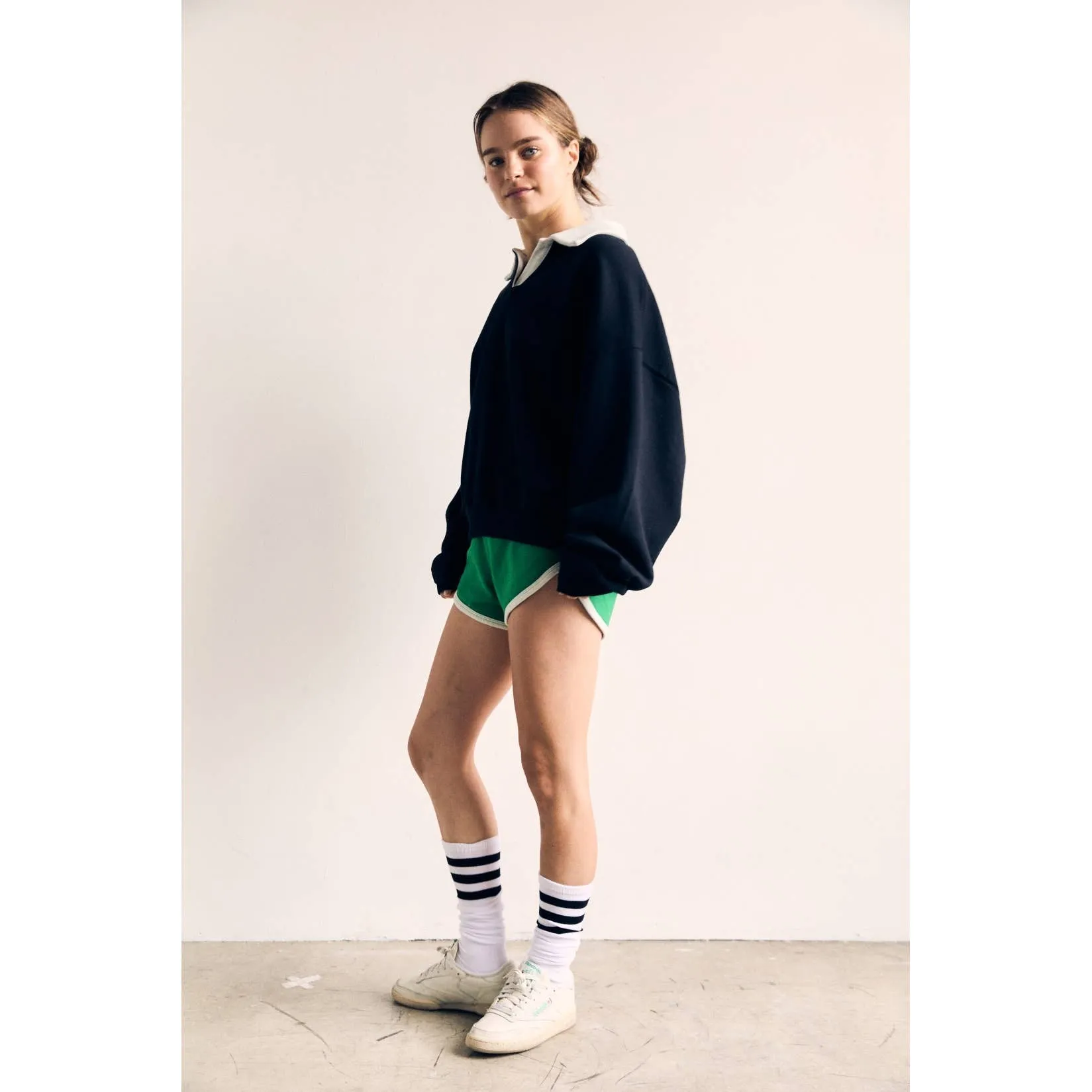 Contrast Collar Pink Oversized Sweatshirt - The Blank Lab