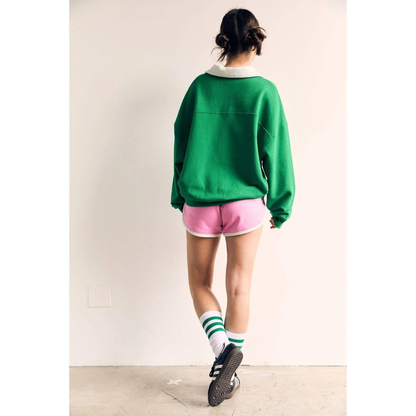 Contrast Collar Pink Oversized Sweatshirt - The Blank Lab