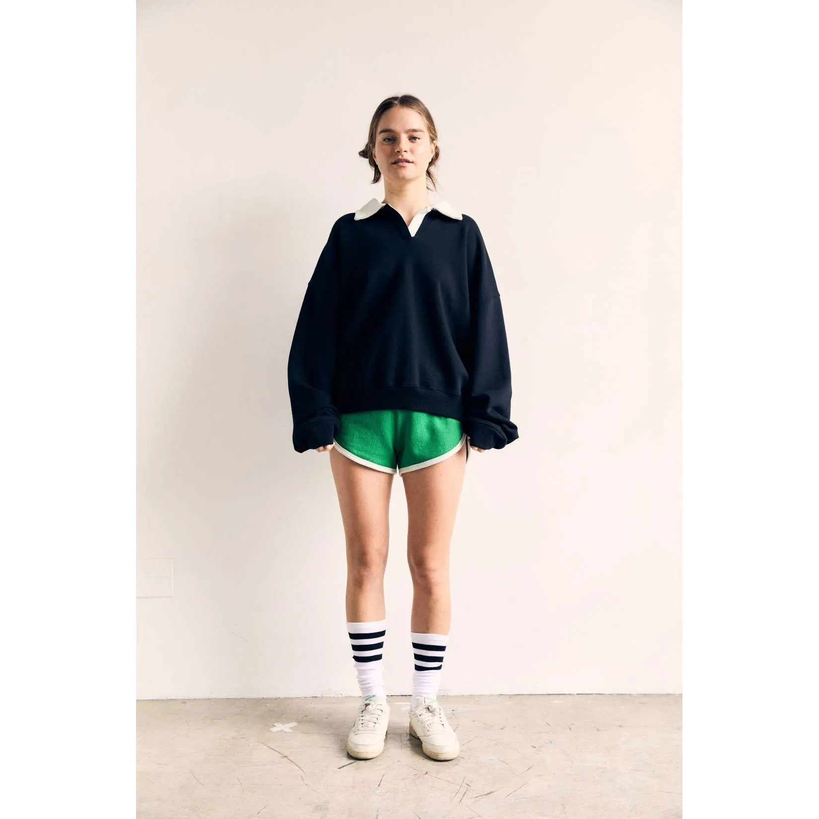 Contrast Collar Pink Oversized Sweatshirt - The Blank Lab