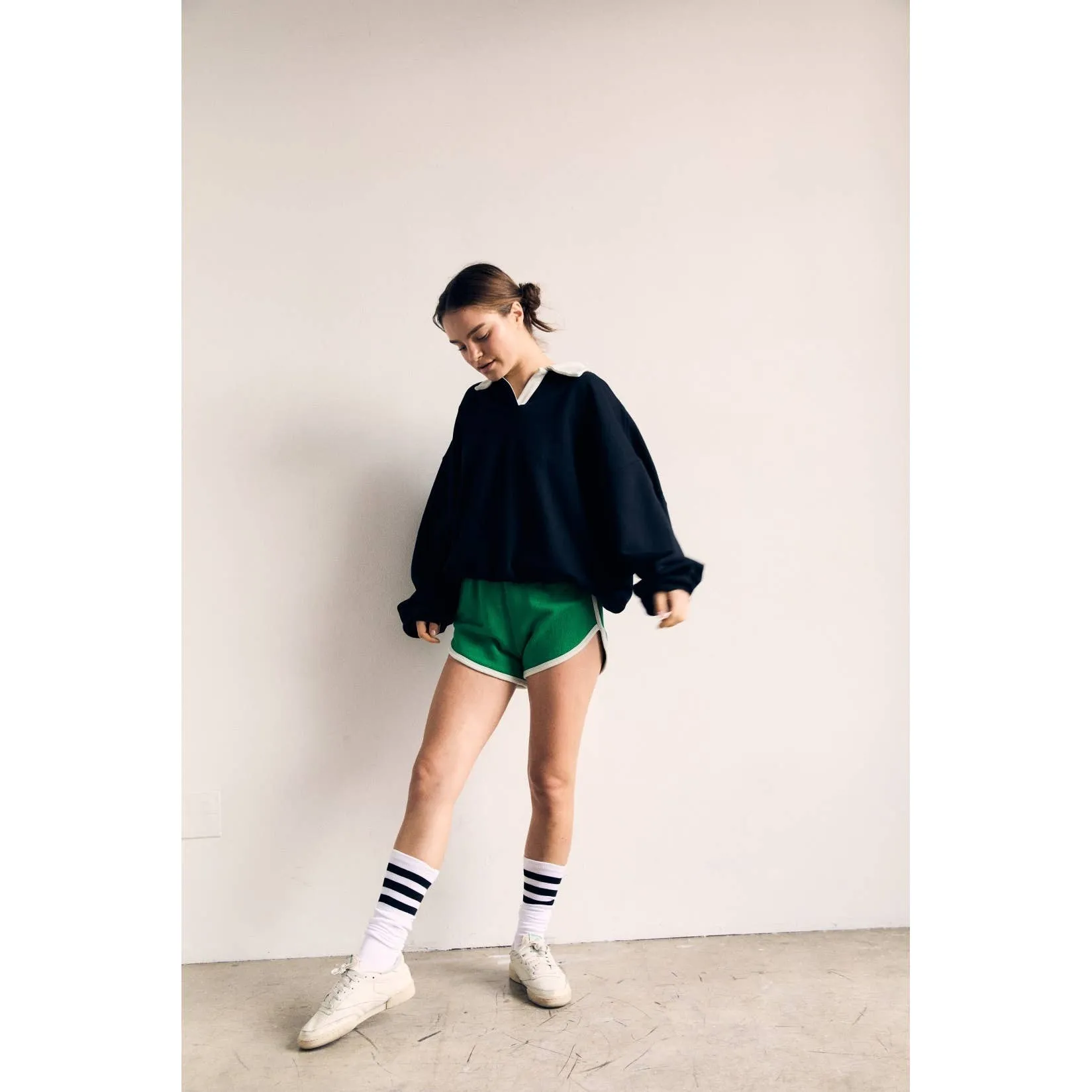 Contrast Collar Pink Oversized Sweatshirt - The Blank Lab