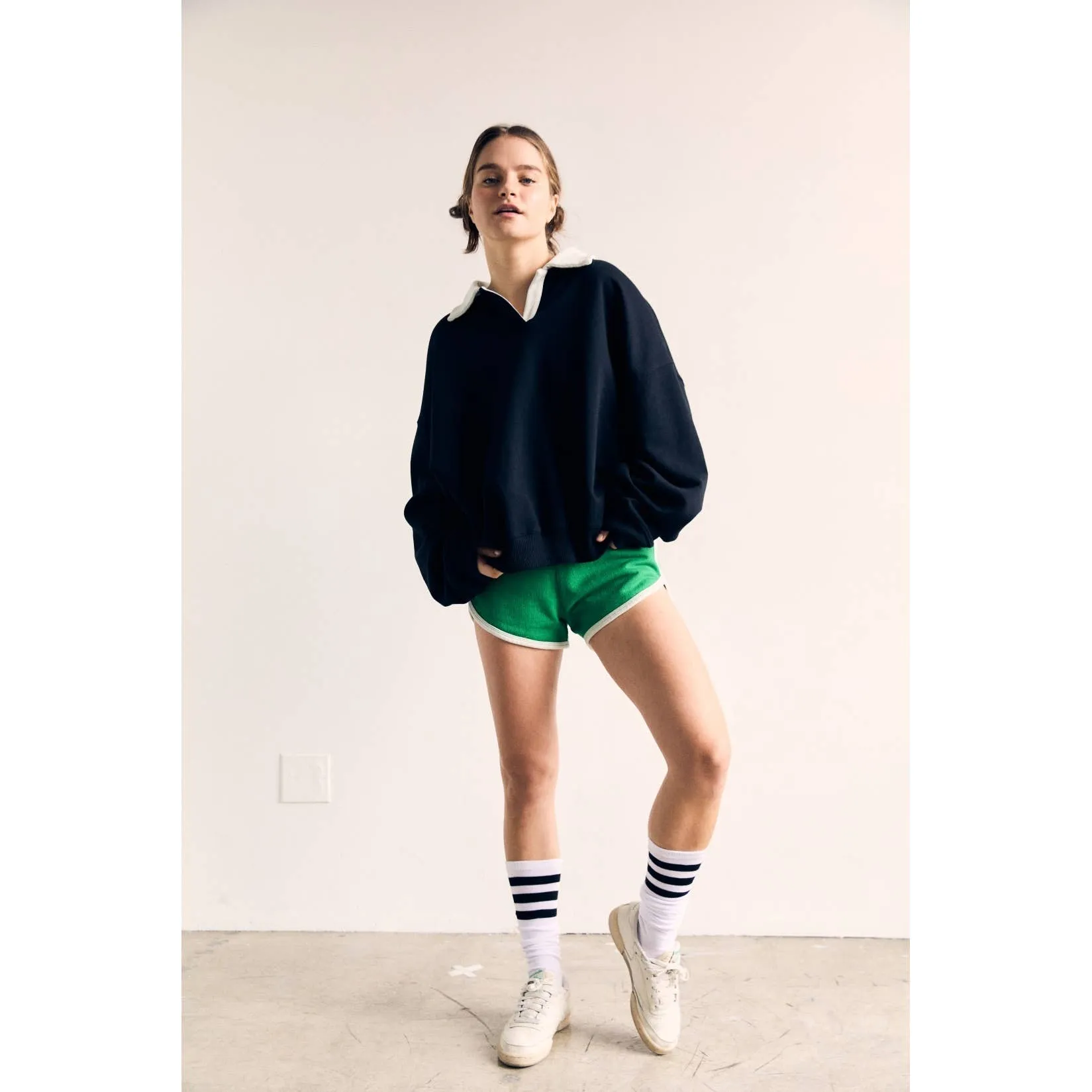 Contrast Collar Pink Oversized Sweatshirt - The Blank Lab